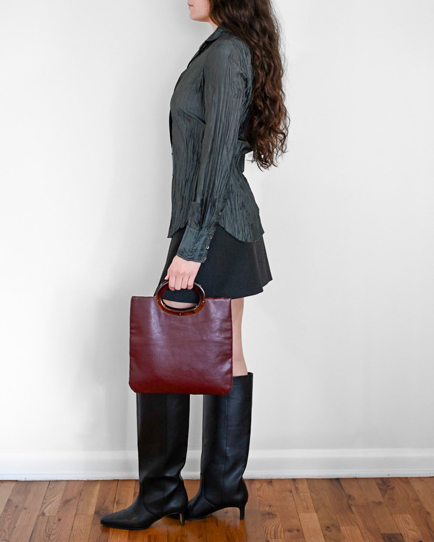 Midnight Pleated Button Up (S)