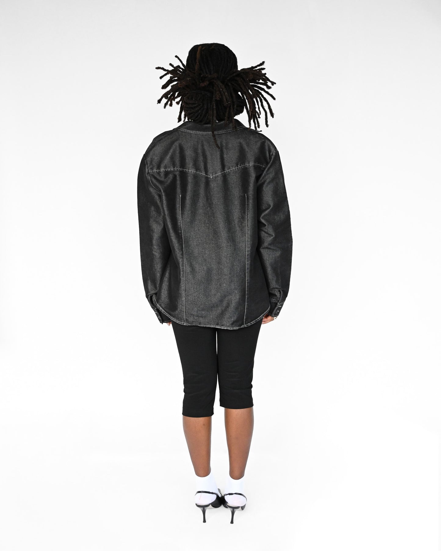 Contrast Stitch Metallic Denim Shirt (L)