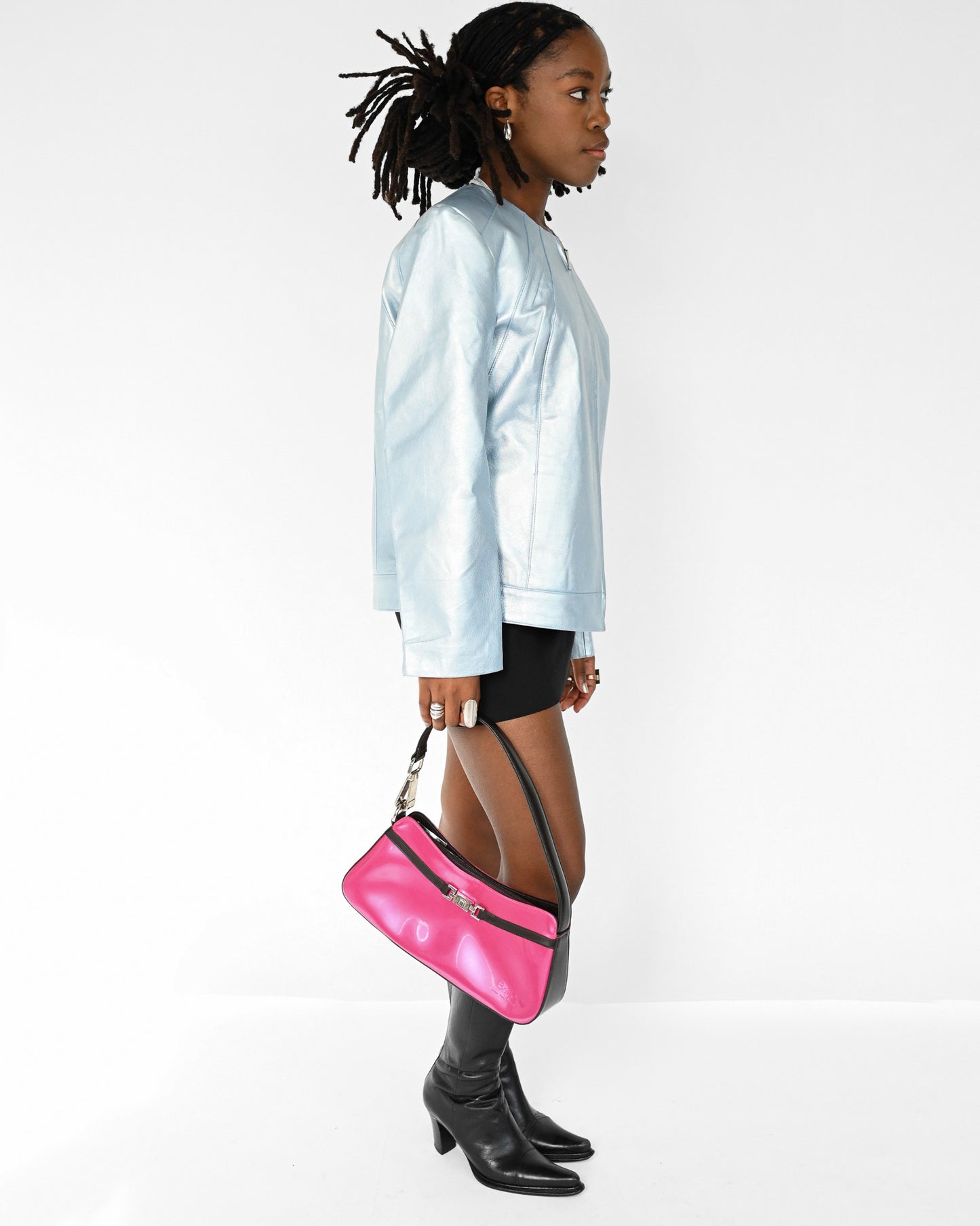 Blue Iridescent Leather Jacket (M)
