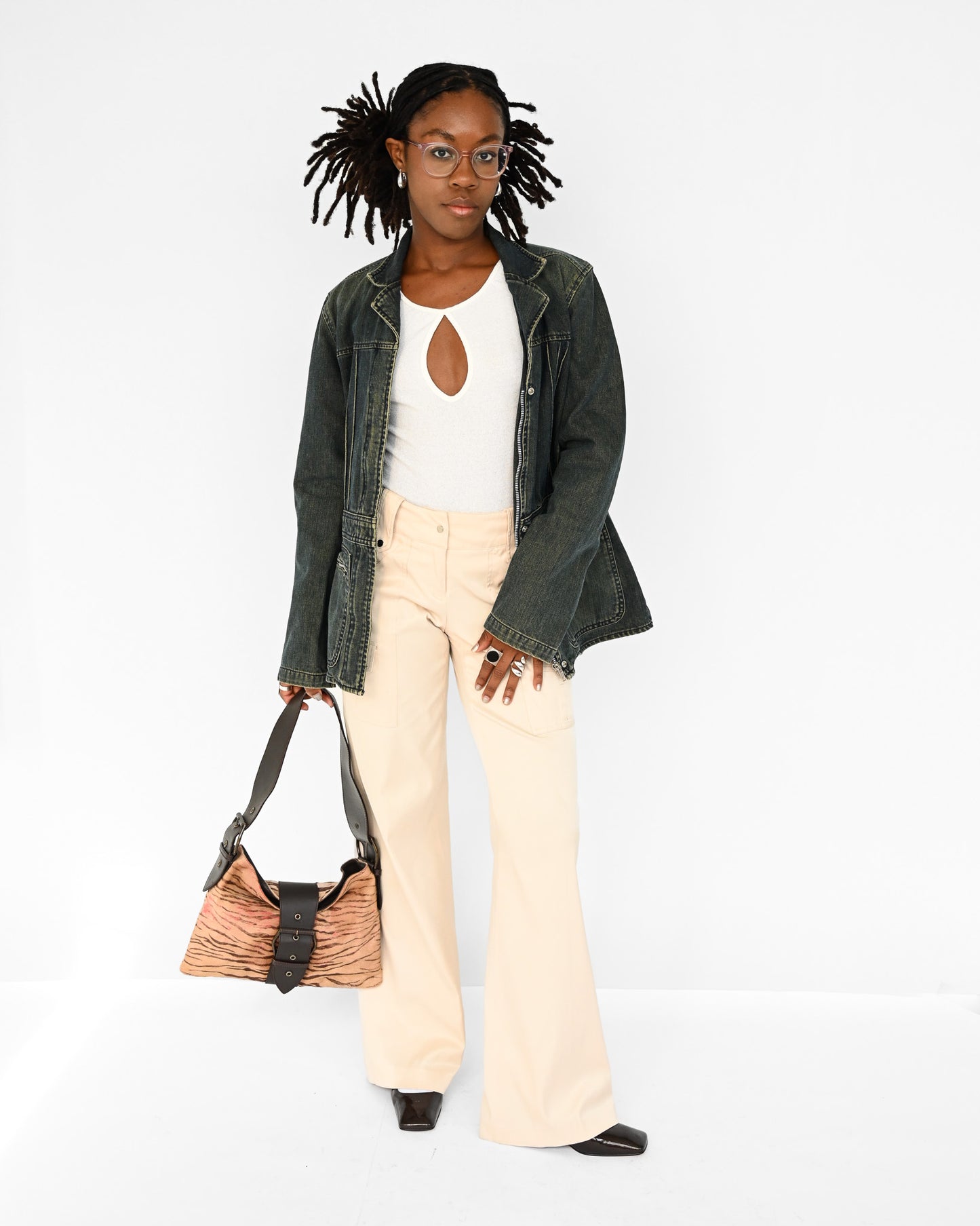 Denim Paneled Zip Jacket (M)