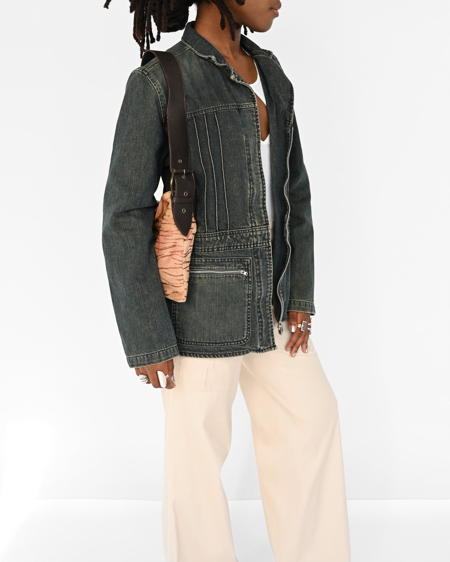 Denim Paneled Zip Jacket (M)