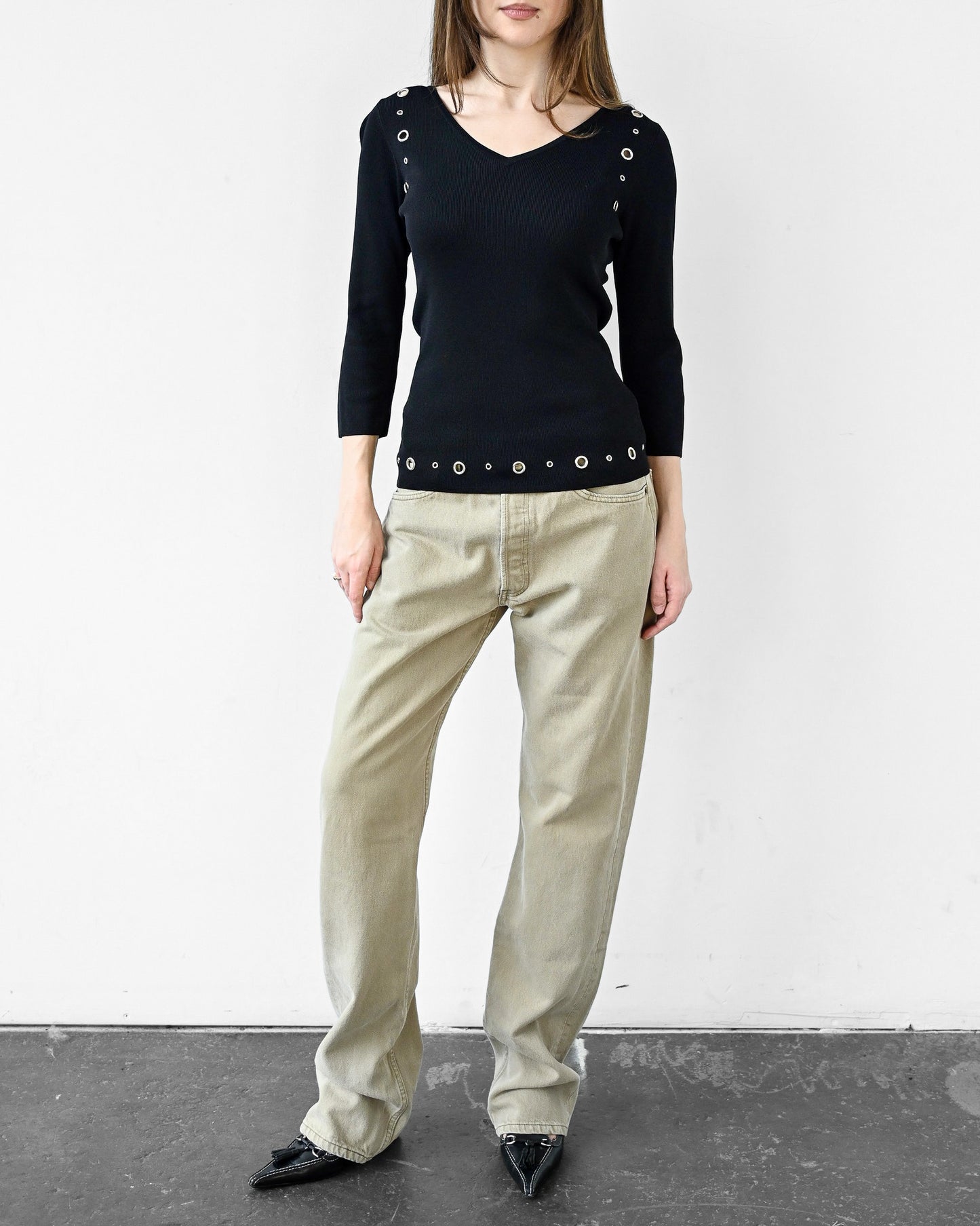 Black Silver Rivet Top (S)