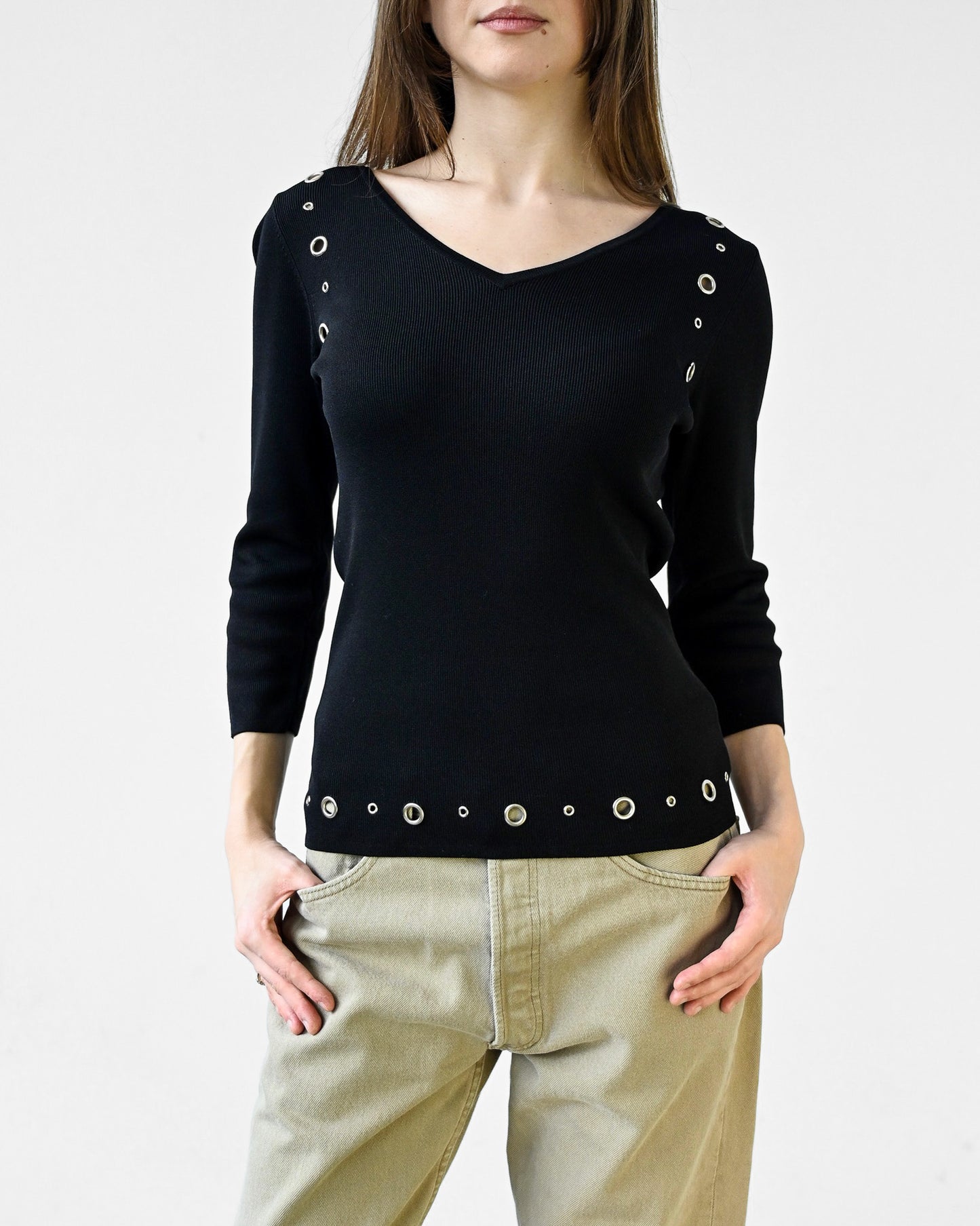 Black Silver Rivet Top (S)