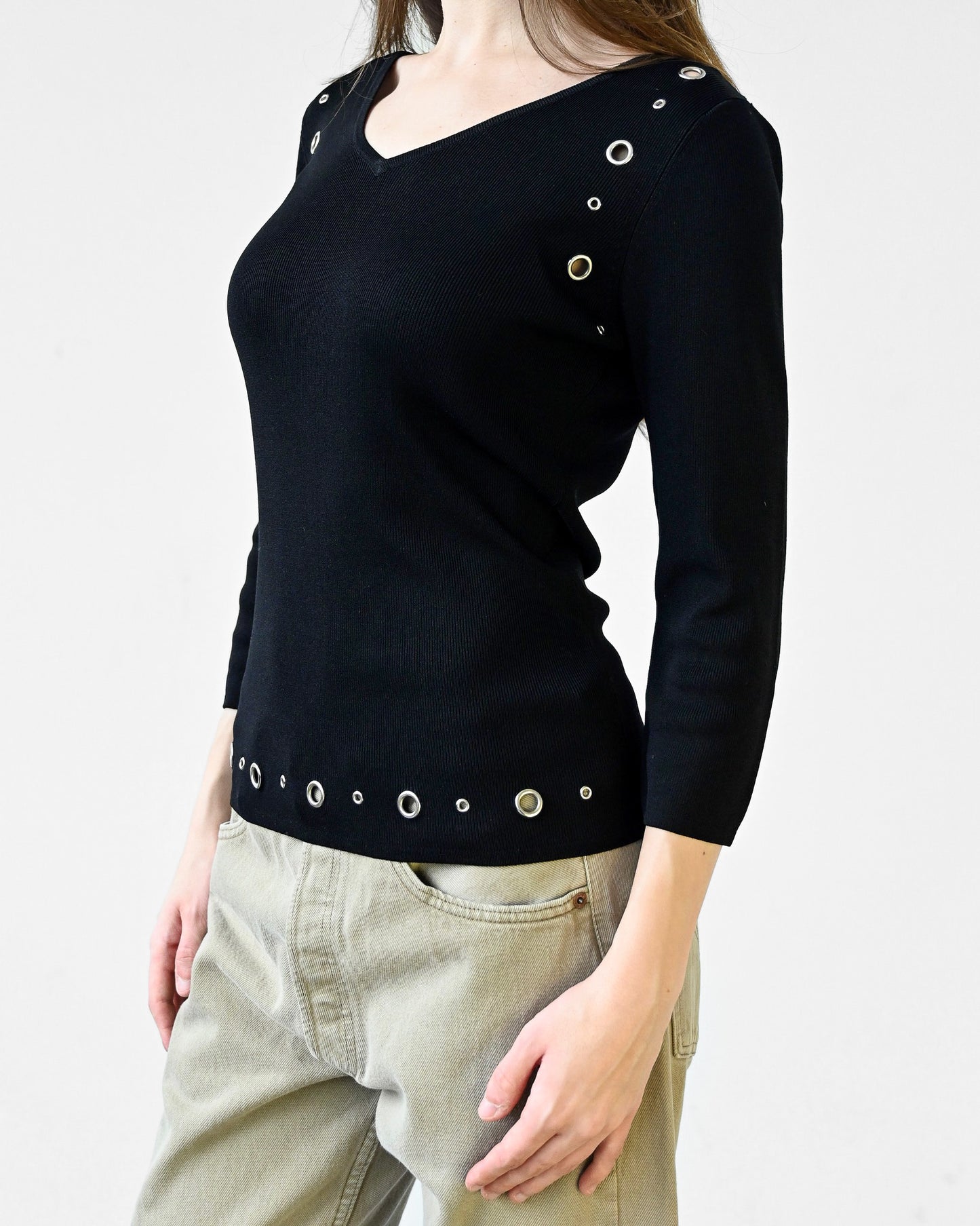 Black Silver Rivet Top (S)