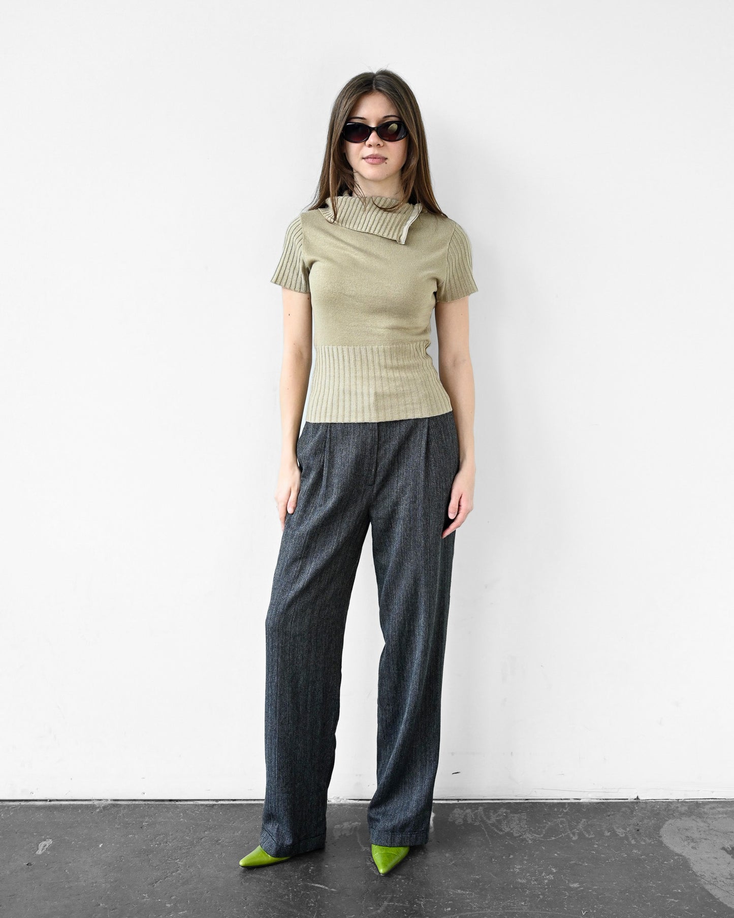 Taupe Zip Collared Shirt (S)