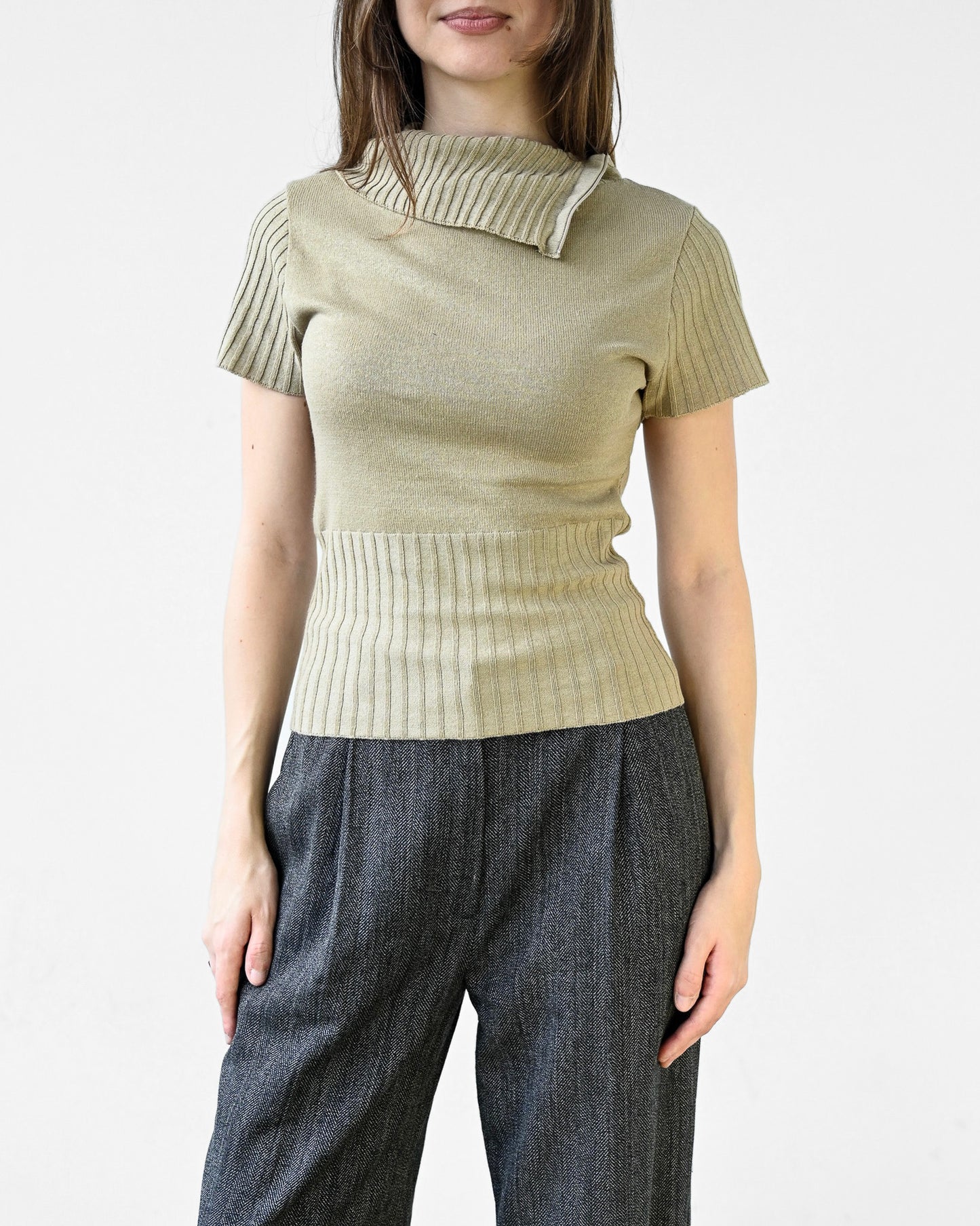 Taupe Zip Collared Shirt (S)