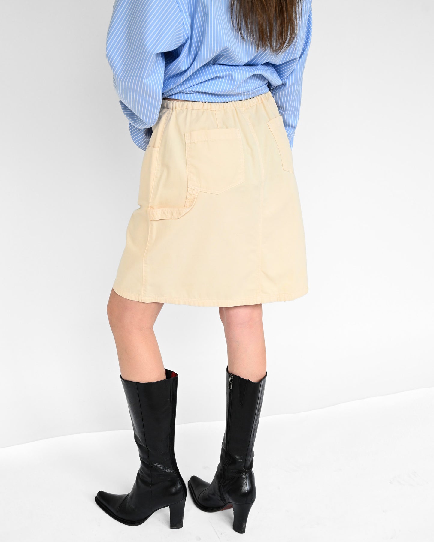 Ecru Drawstring Cargo Skirt (M)