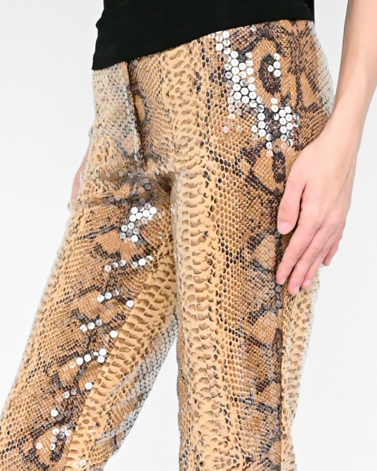 Snake Print Sequin Pants (S)