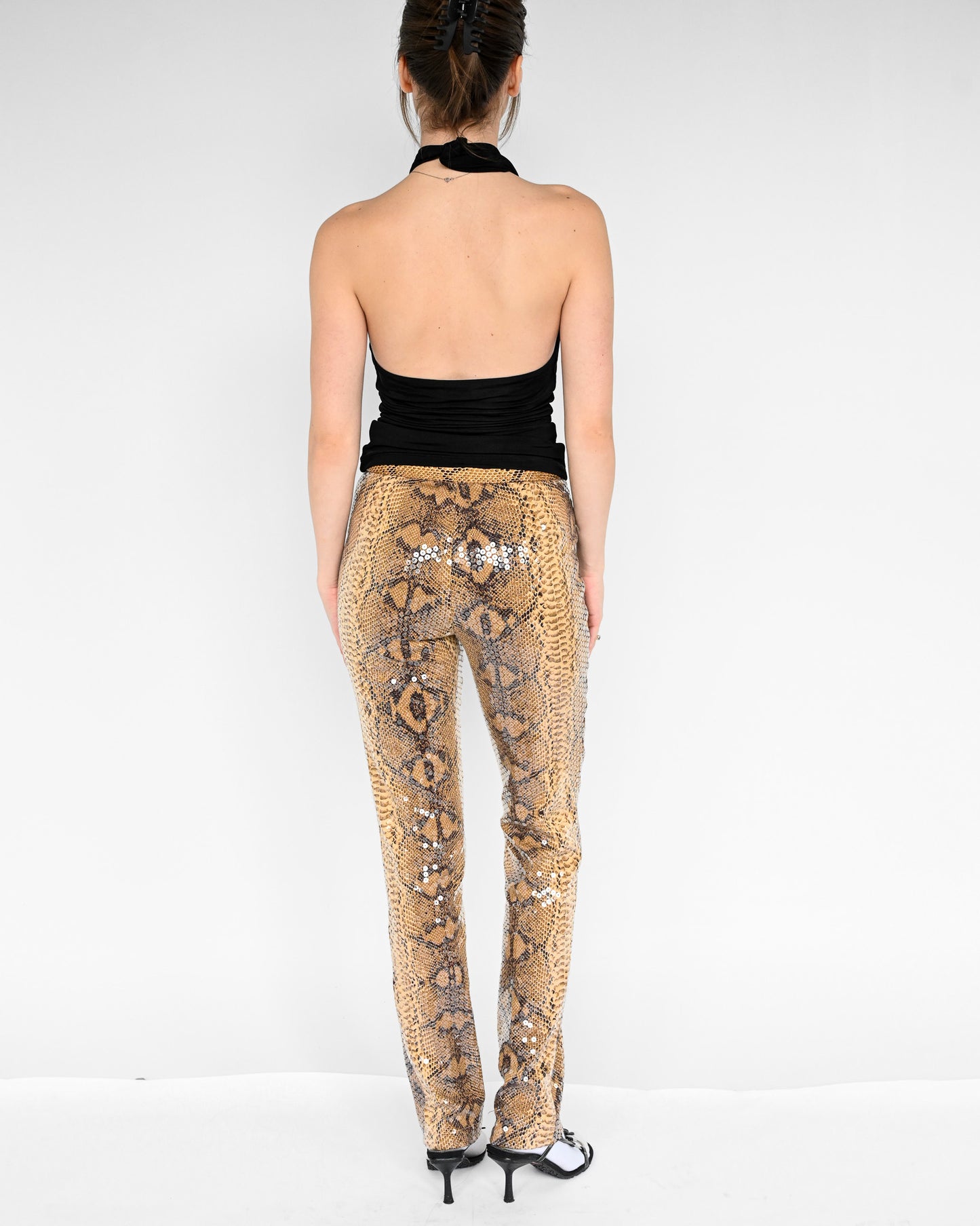 Snake Print Sequin Pants (S)