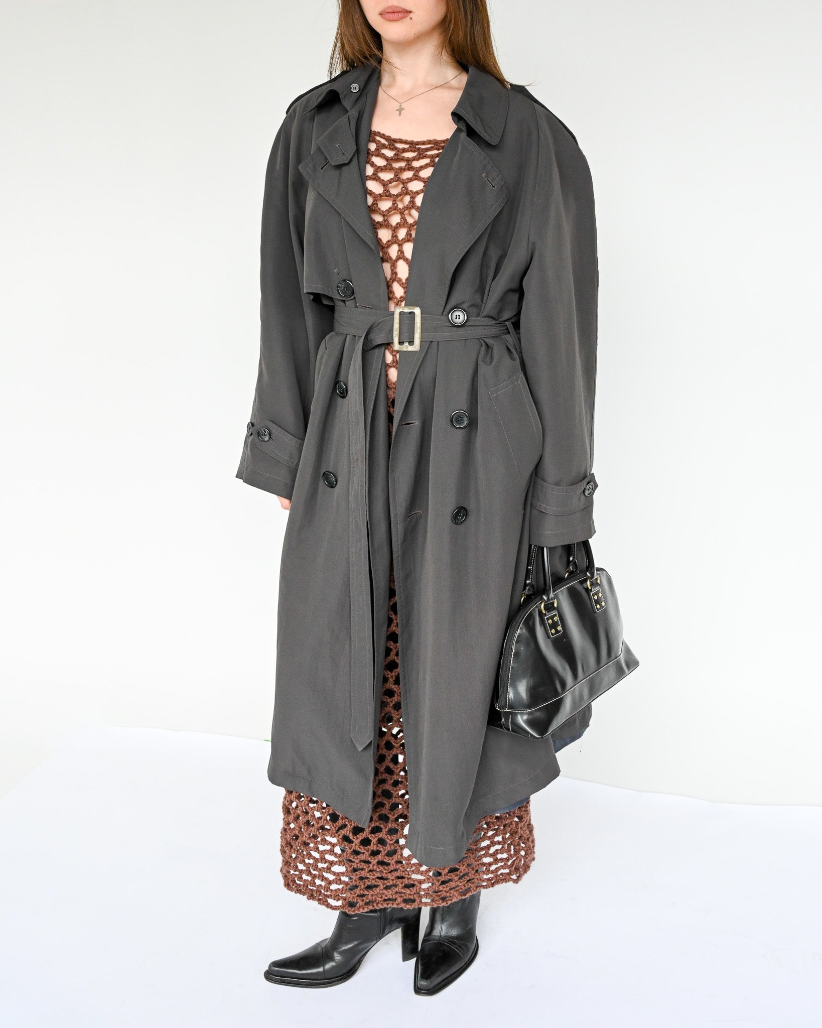 Slate Belted Trench Coat (L)