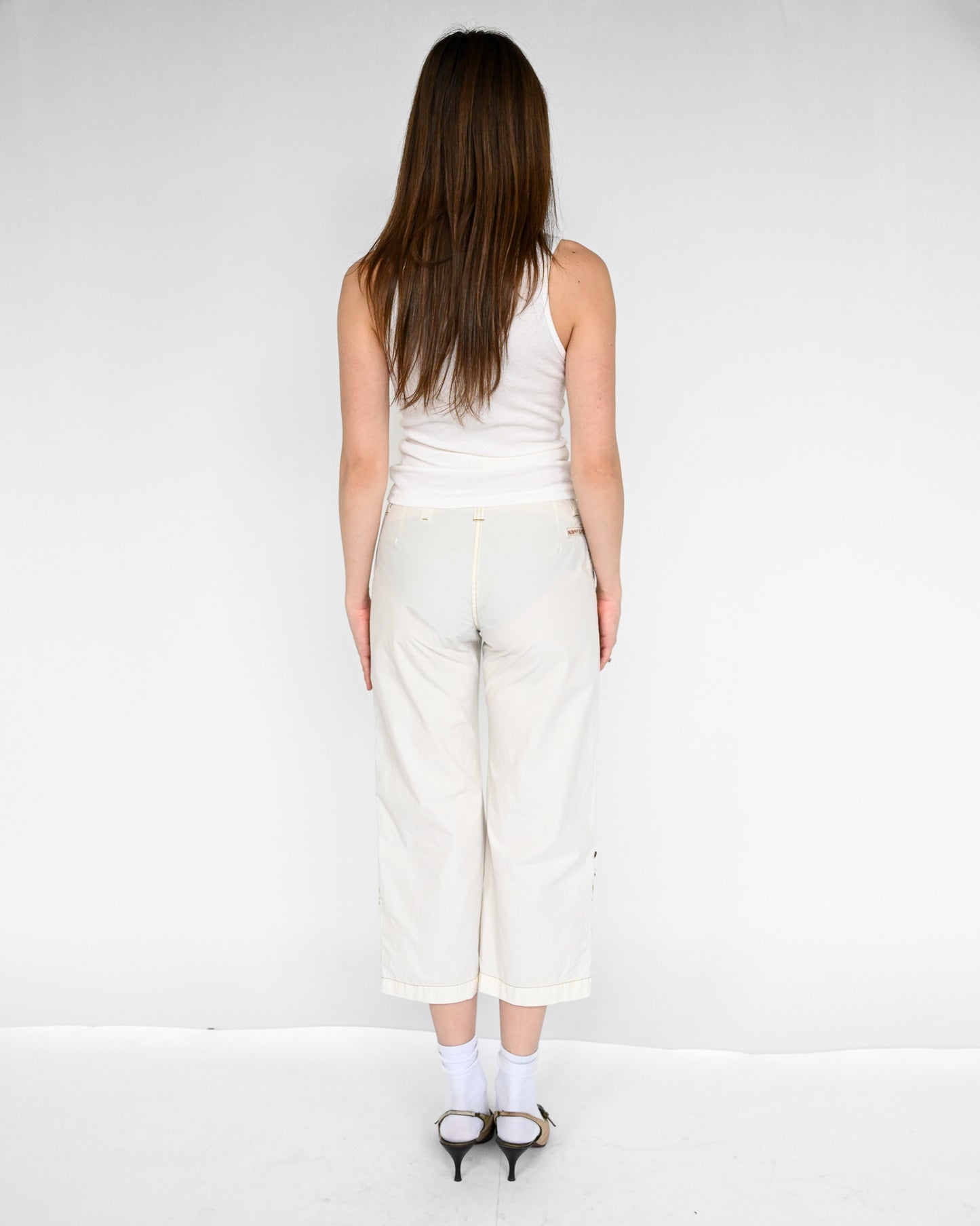 Ecru Cropped Cargo Pants (XS)