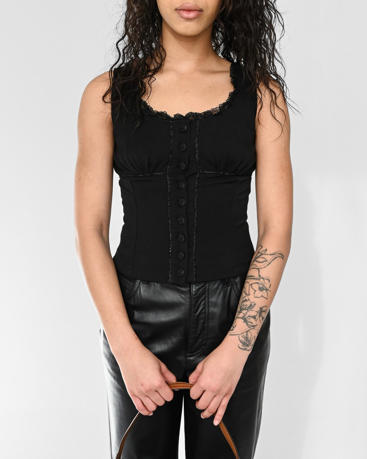 Black Cropped Bodice Top (XS-S)