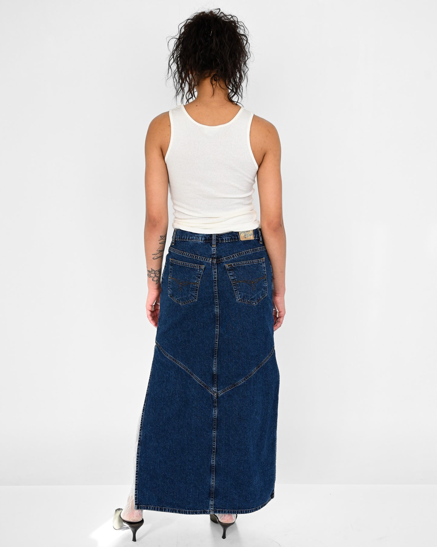 Denim Slit Maxi Skirt (M)