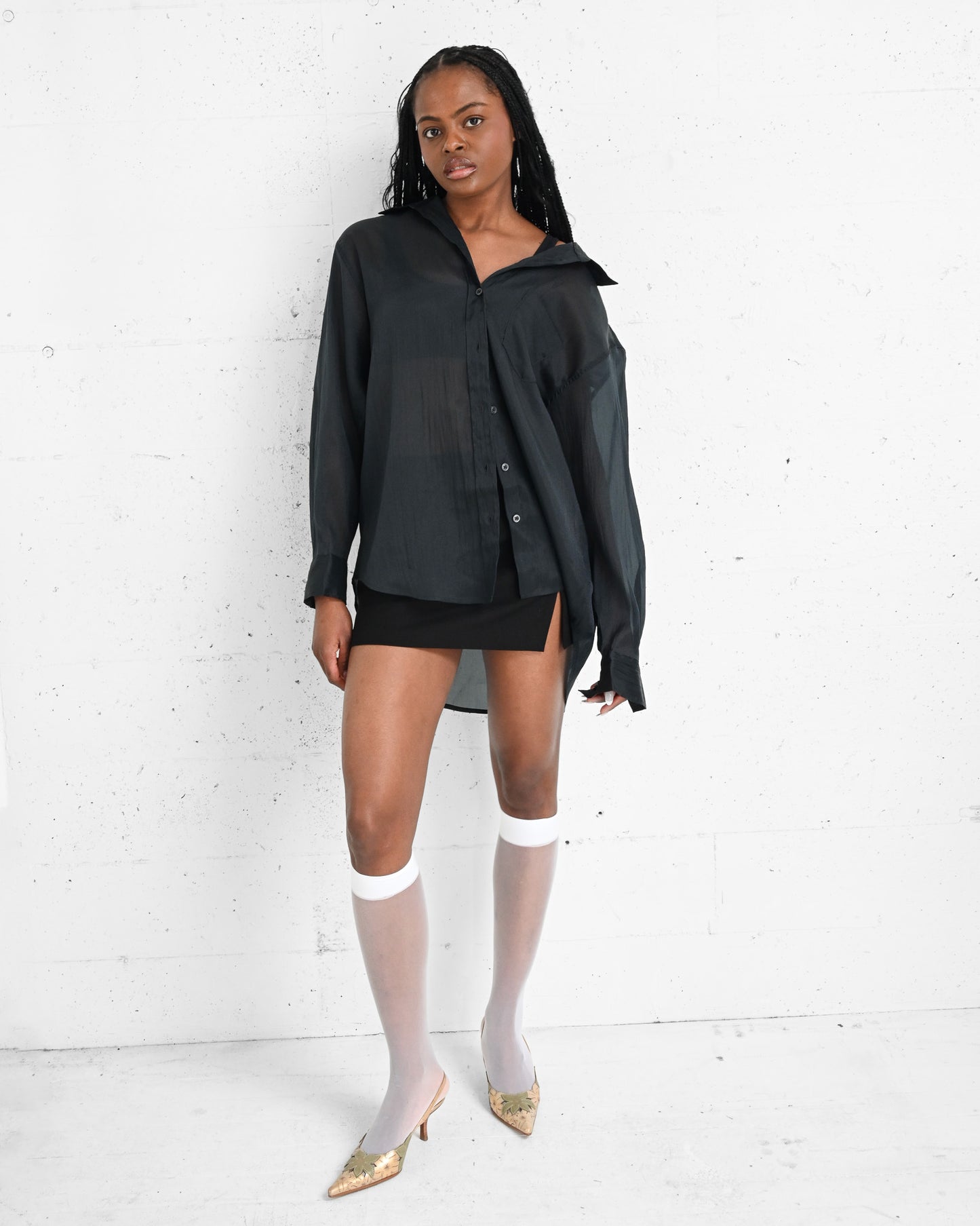 Black Sheer Organza Blouse (L)