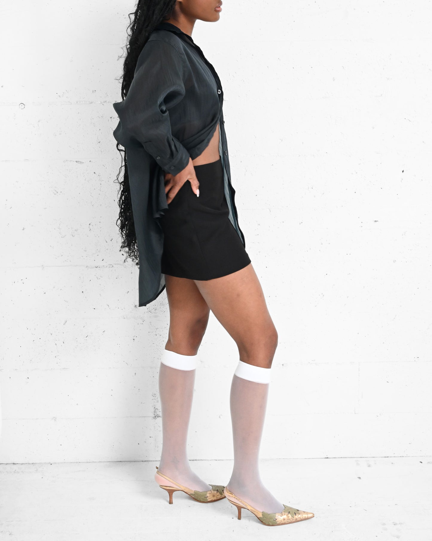 Black Sheer Organza Blouse (L)
