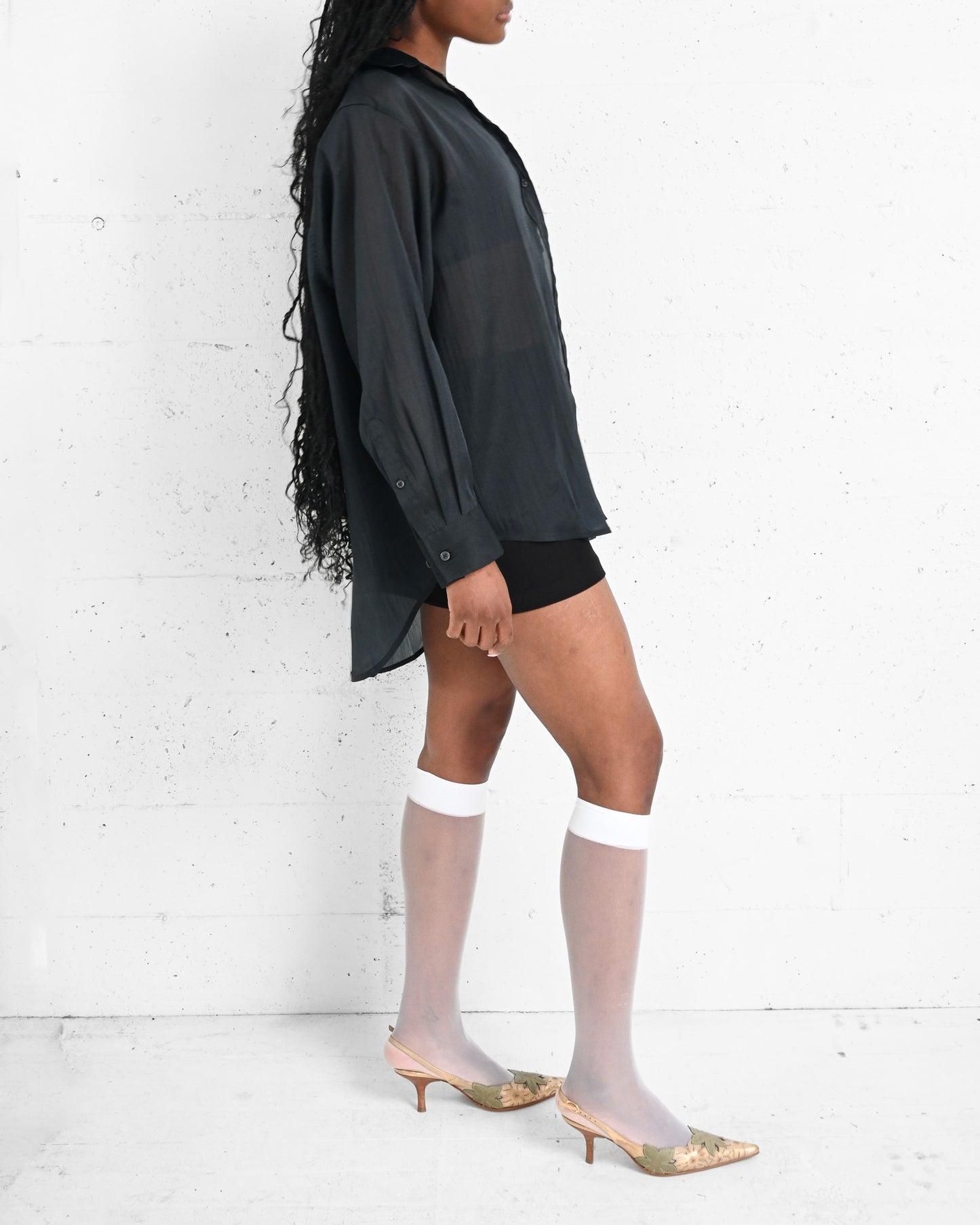 Black Sheer Organza Blouse (L)