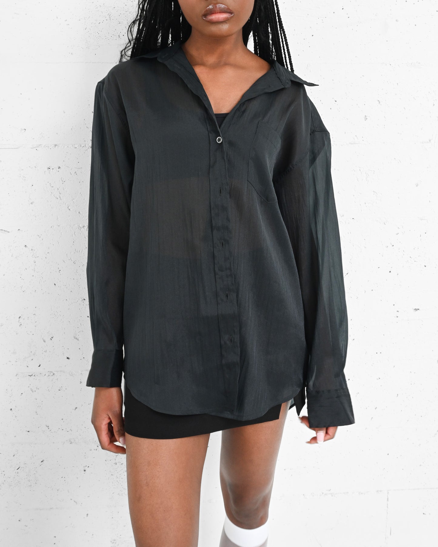 Black Sheer Organza Blouse (L)