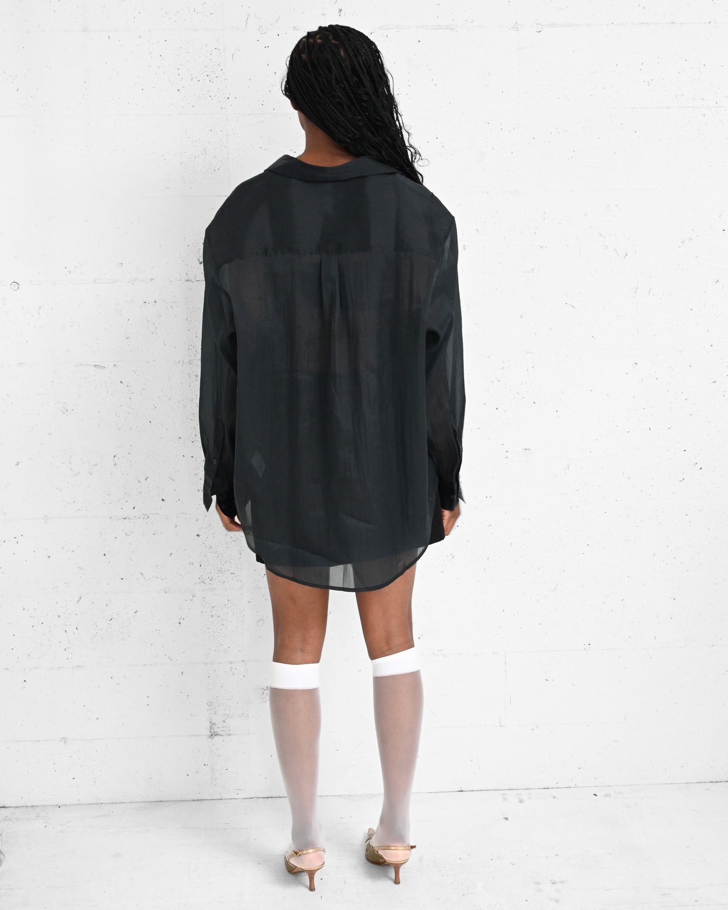 Black Sheer Organza Blouse (L)