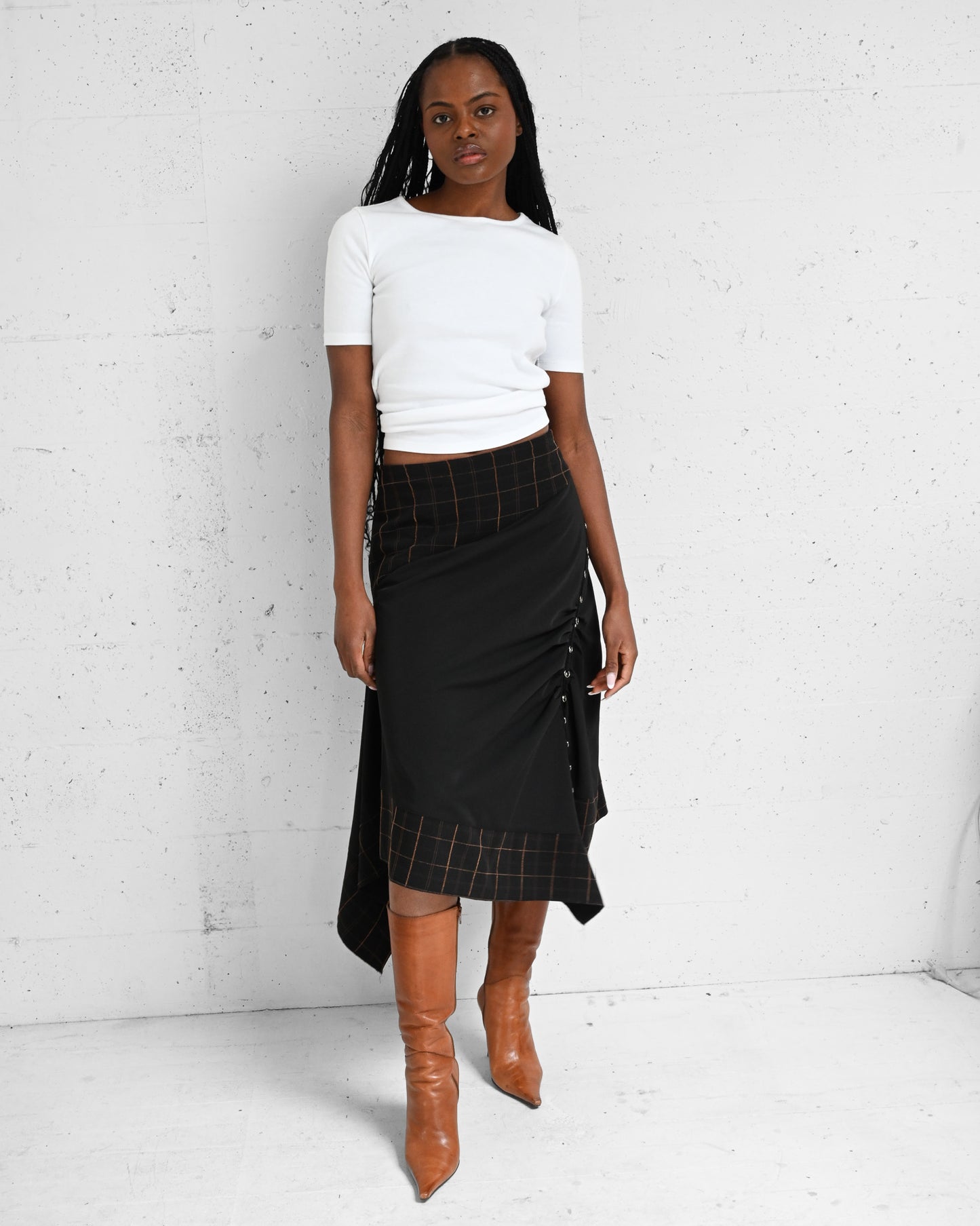Black Asymmetrical Ruched Skirt (L)