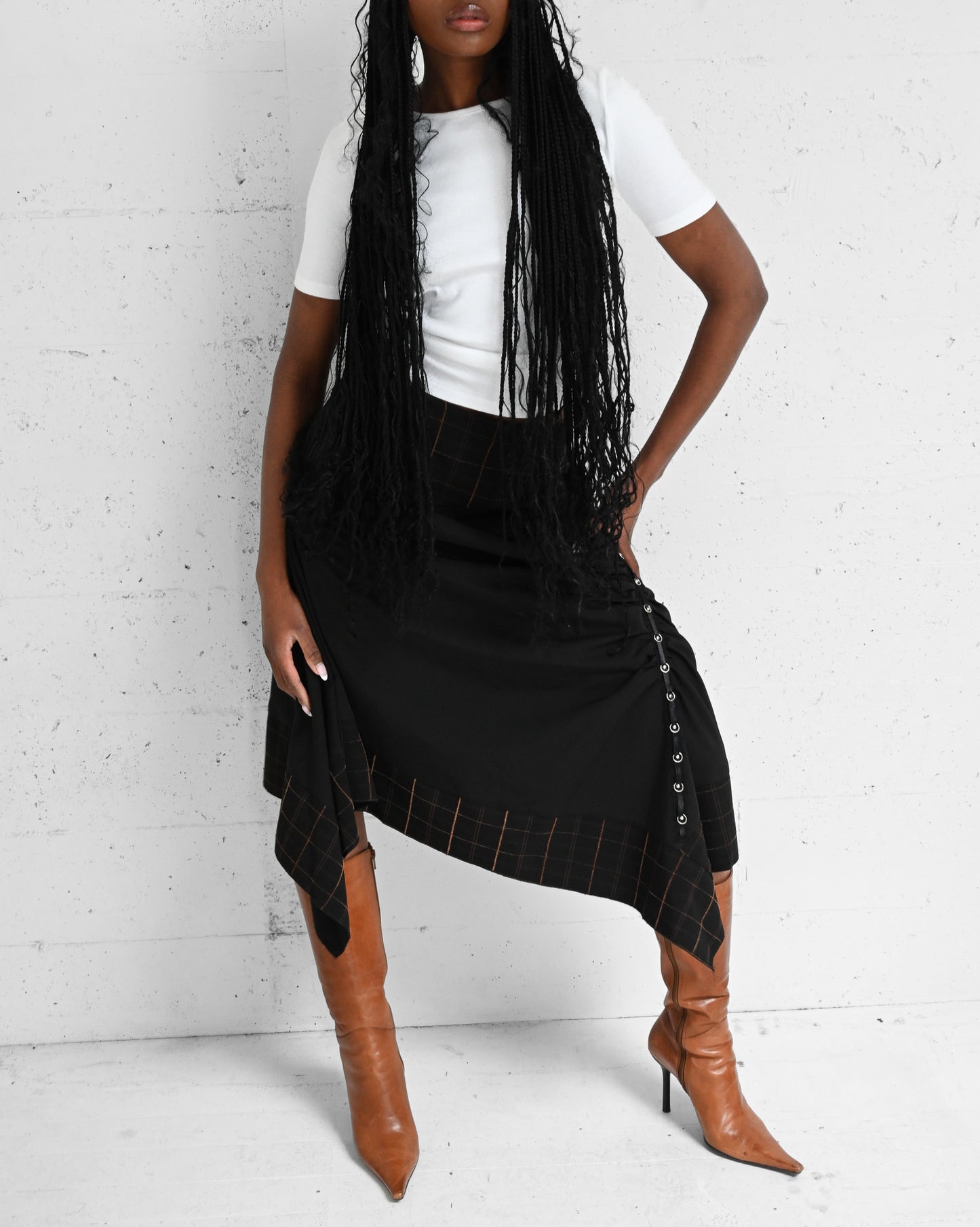 Black Asymmetrical Ruched Skirt (L)