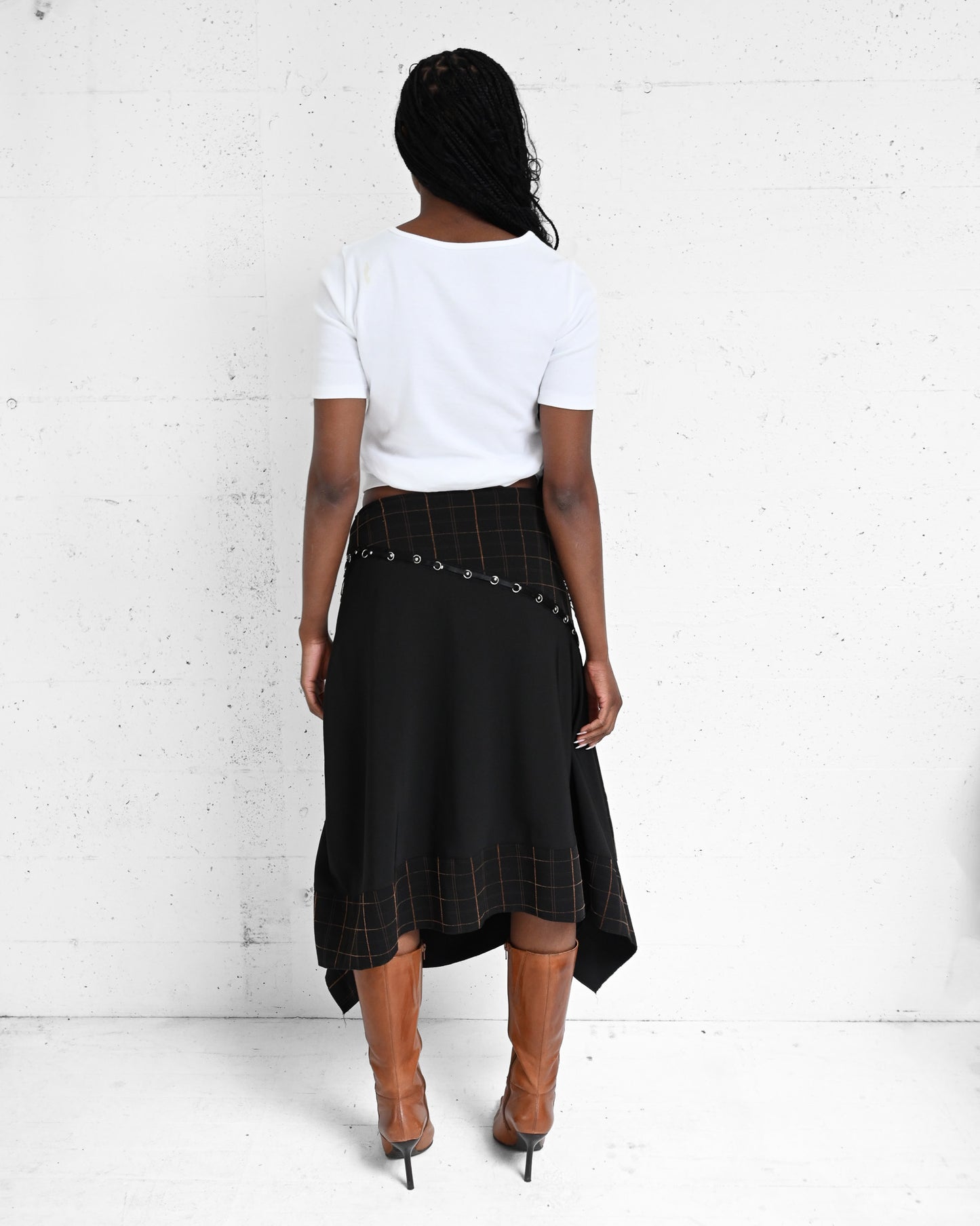 Black Asymmetrical Ruched Skirt (L)