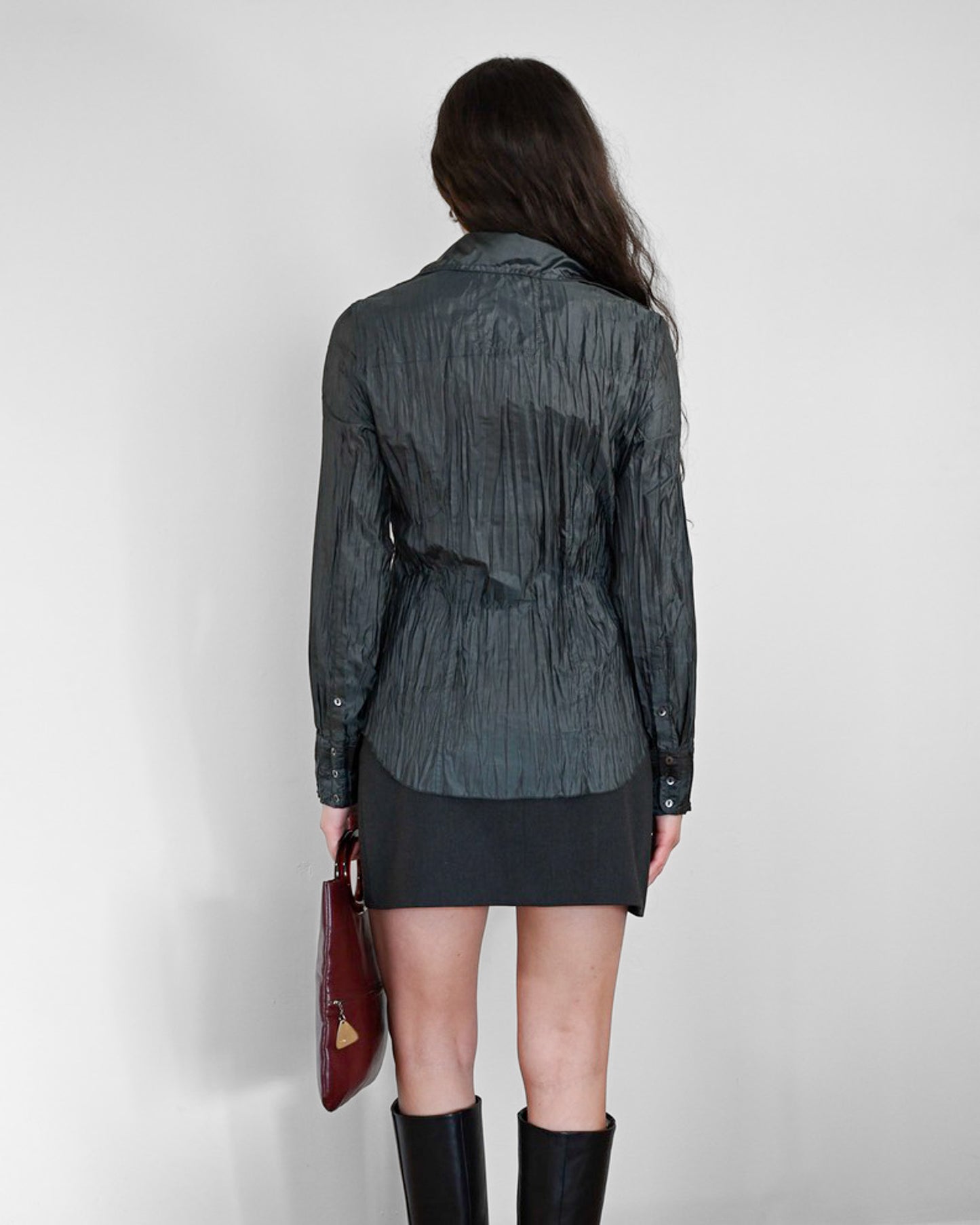 Midnight Pleated Button Up (S)