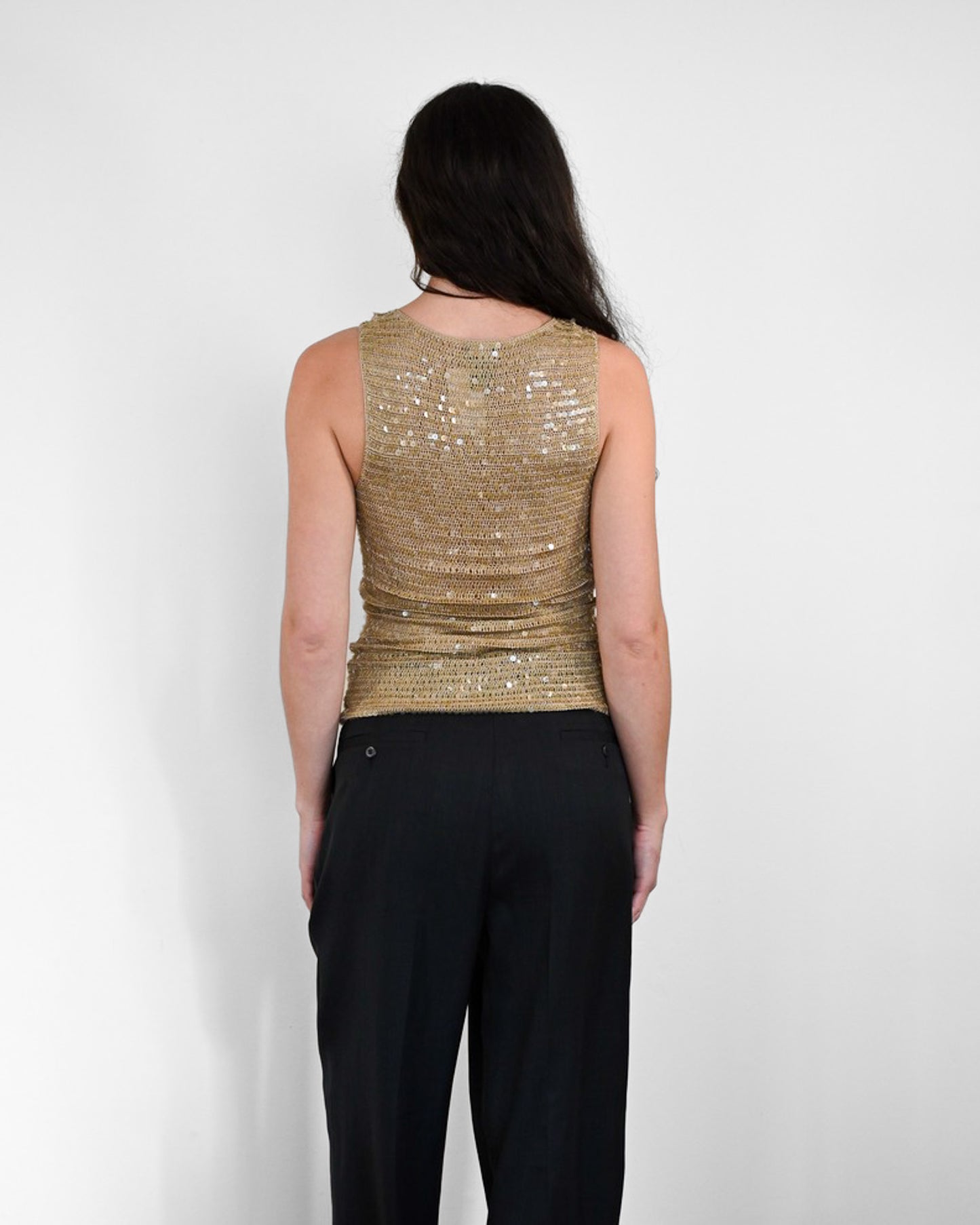 Gold Sequin Knit Tank (S)