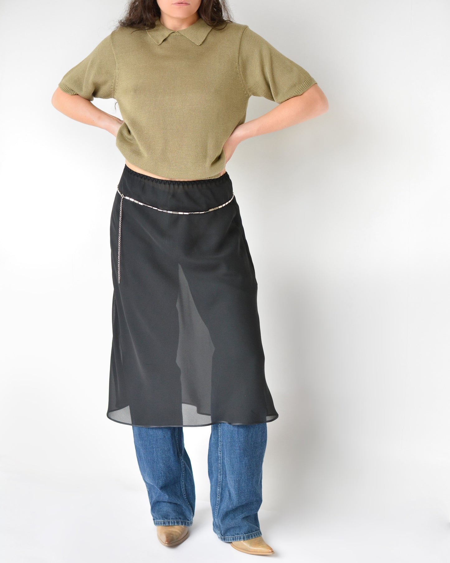 Vintage taupe collared knit shirt