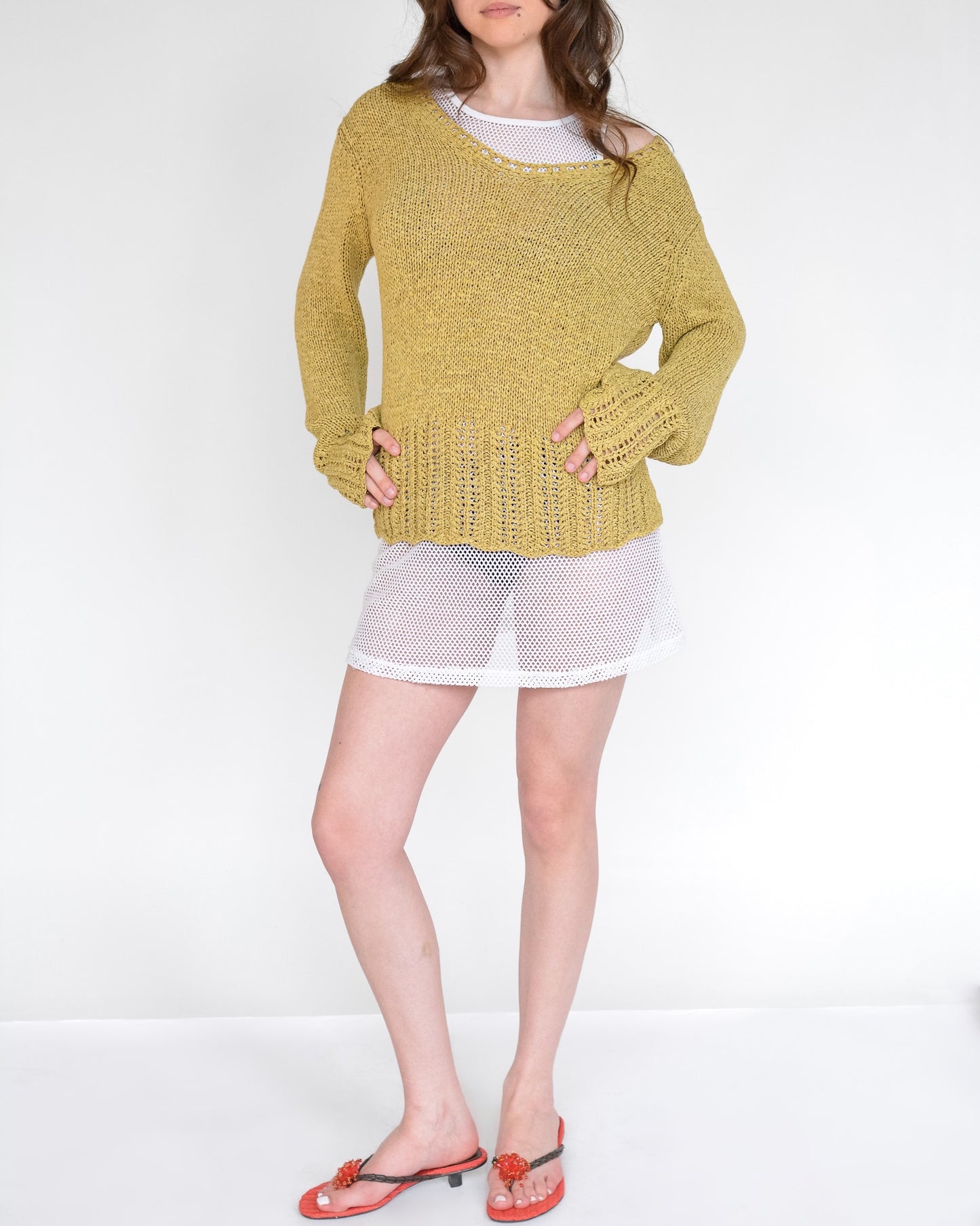 Honey Open Weave Sweater (L)