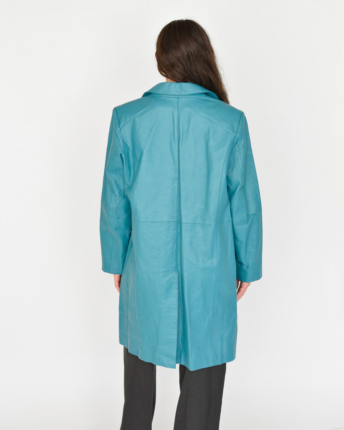 Aqua Leather Midi Jacket (L)