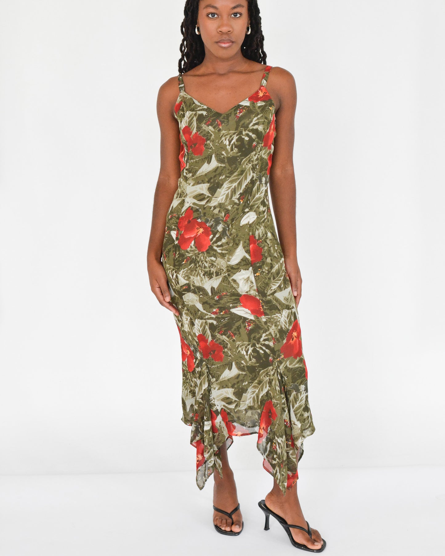 Green Tropical Print Dress (S)