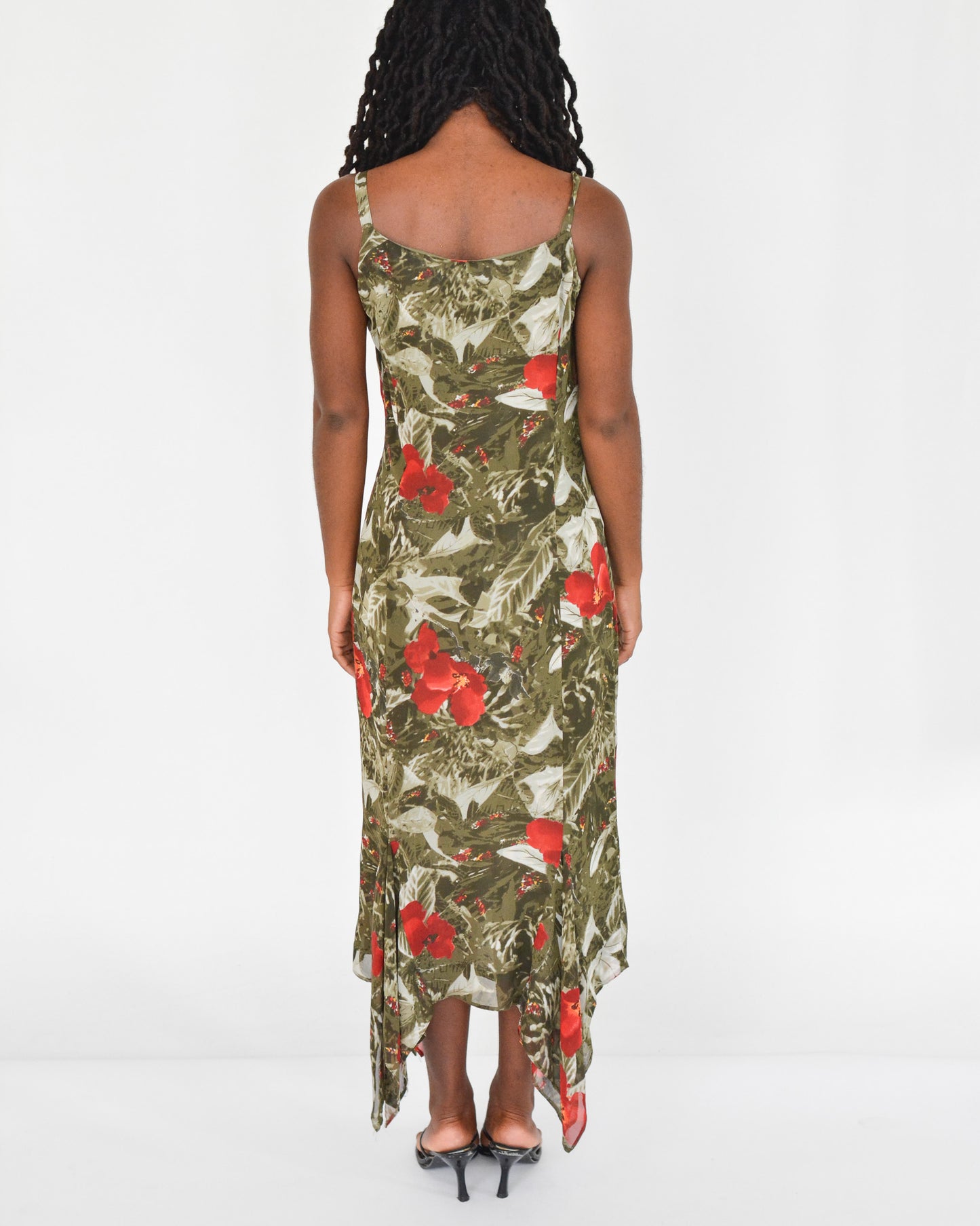 Green Tropical Print Dress (S)