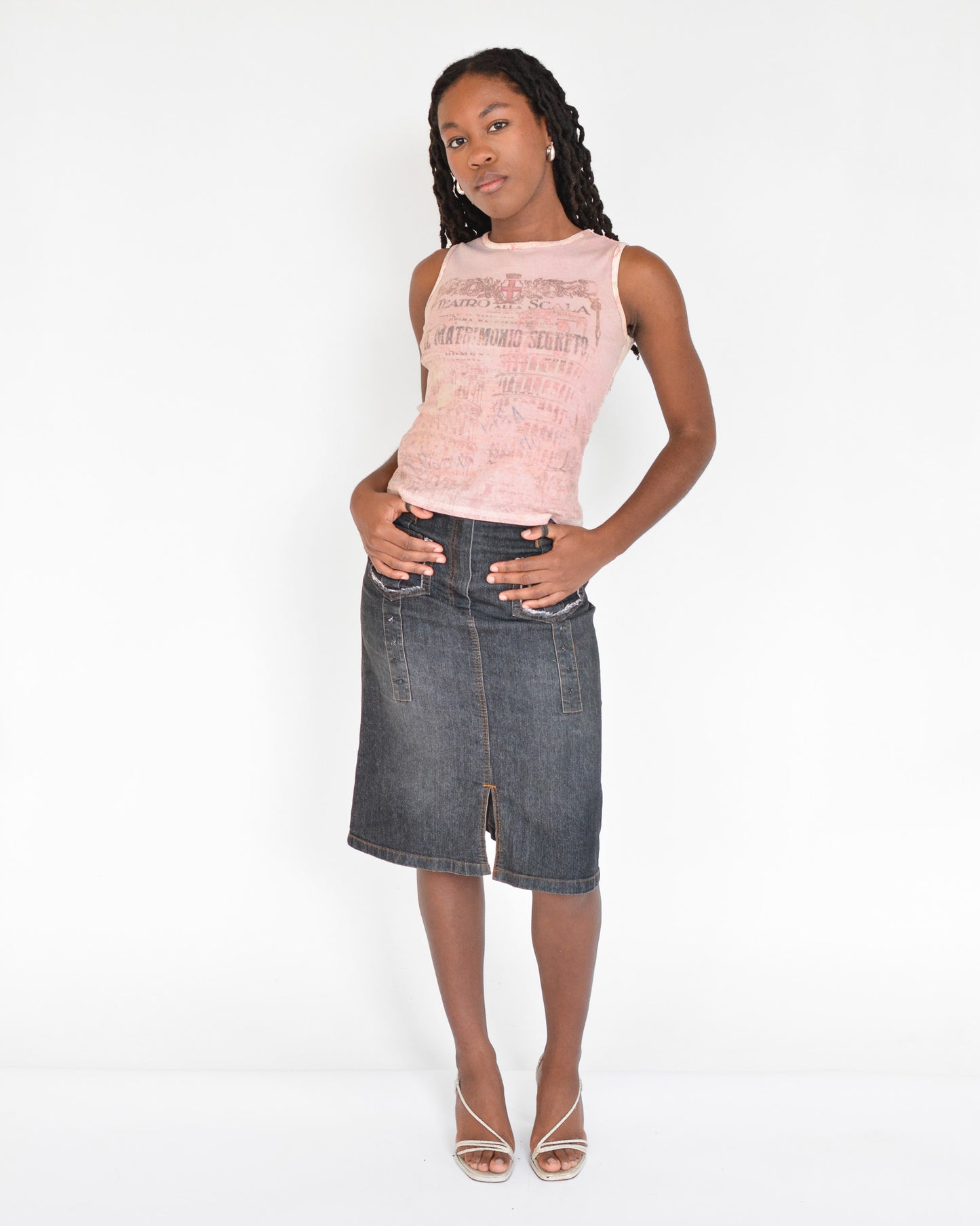 Denim Slit Cargo Skirt (S)