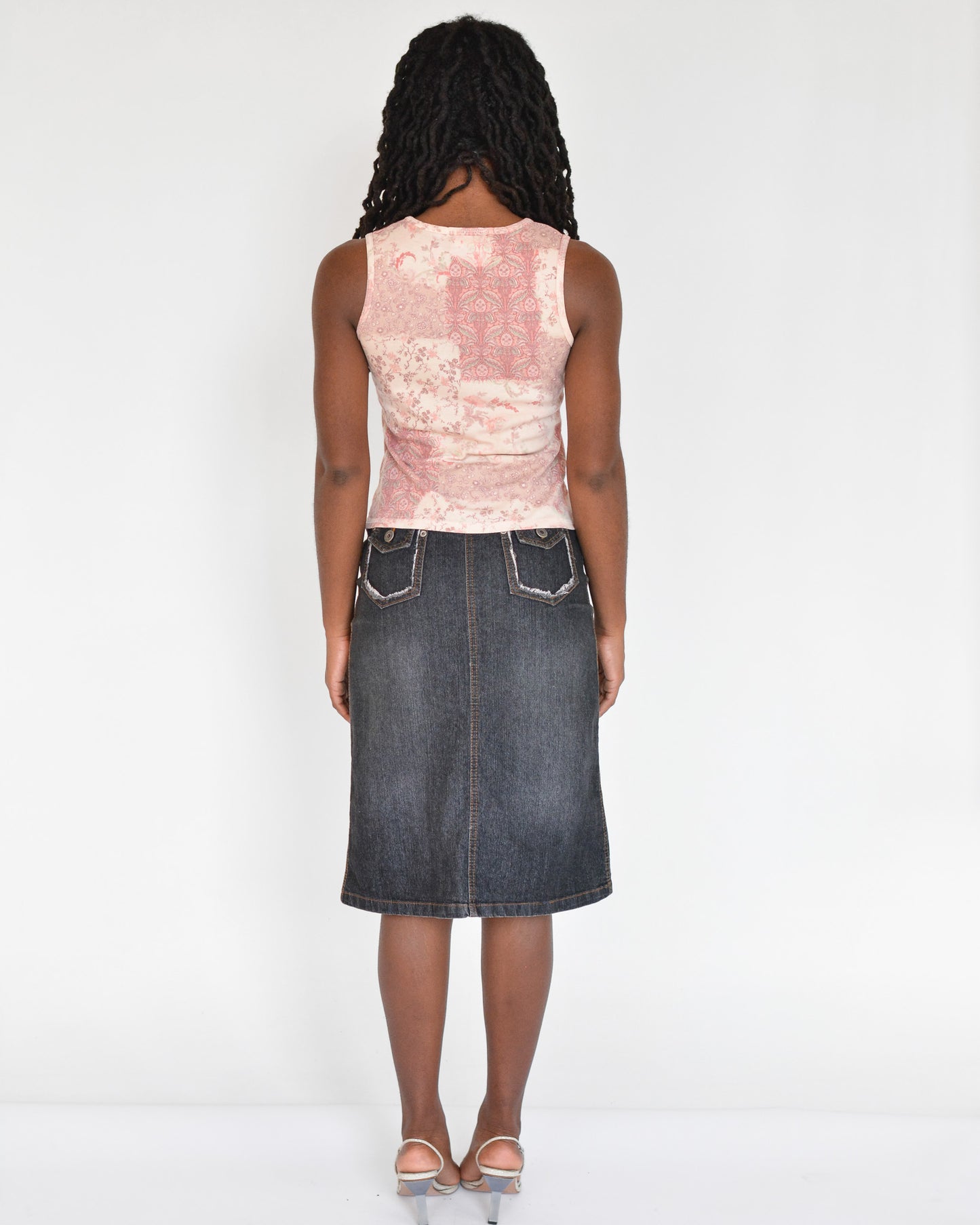 Denim Slit Cargo Skirt (S)