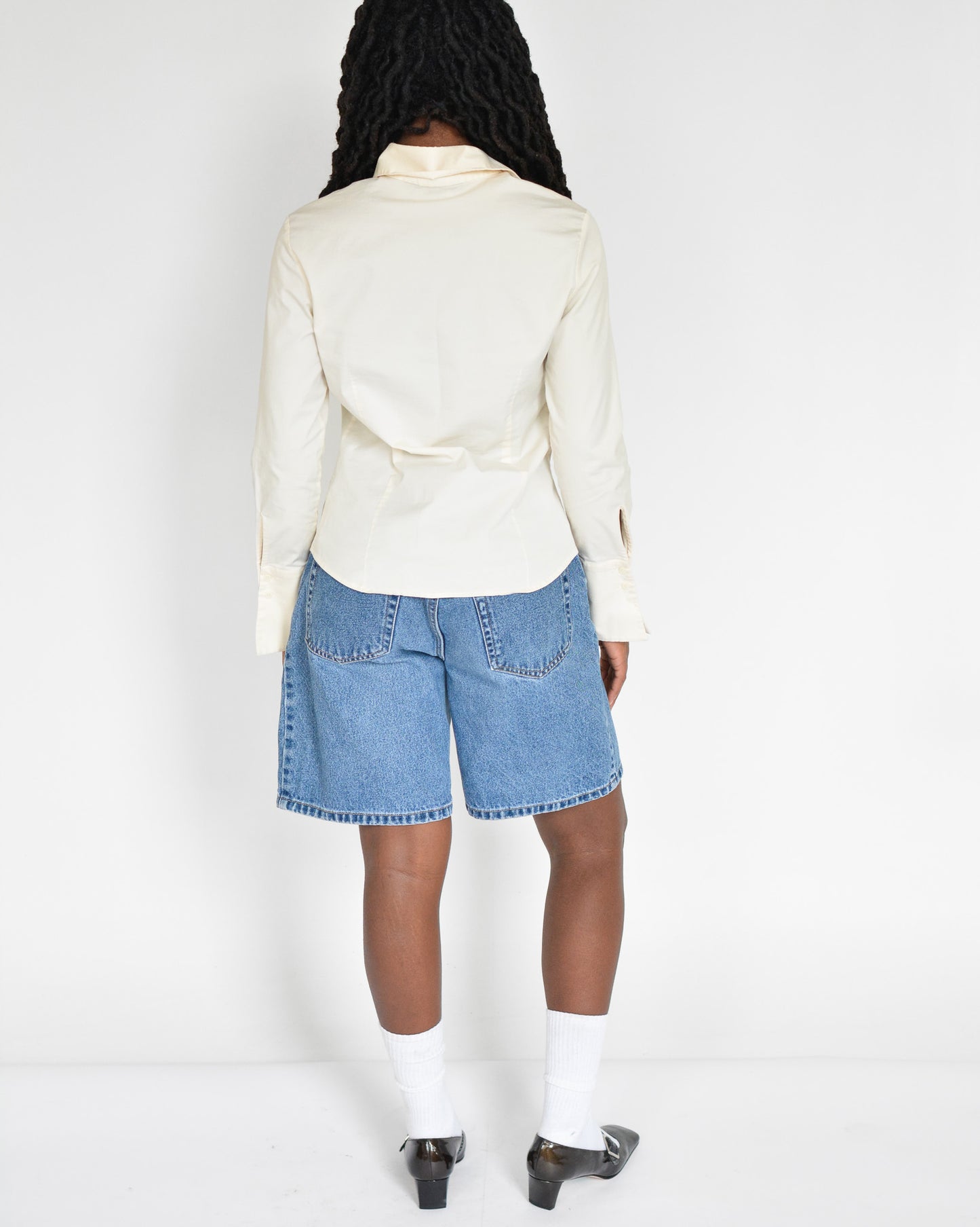 Ivory Paneled Button Up Shirt (S-M)