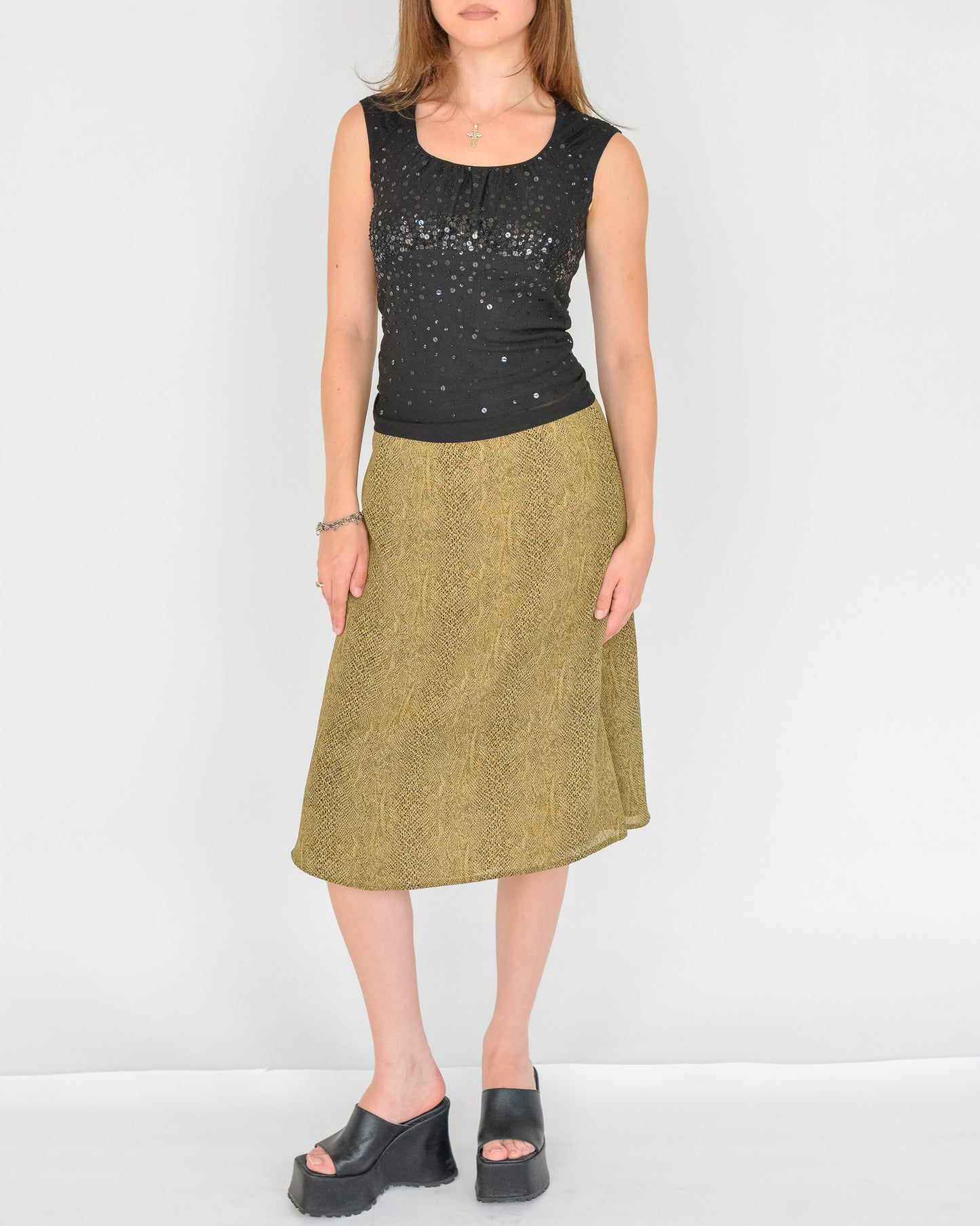 Black Mesh Sequin Tank (XS-S)