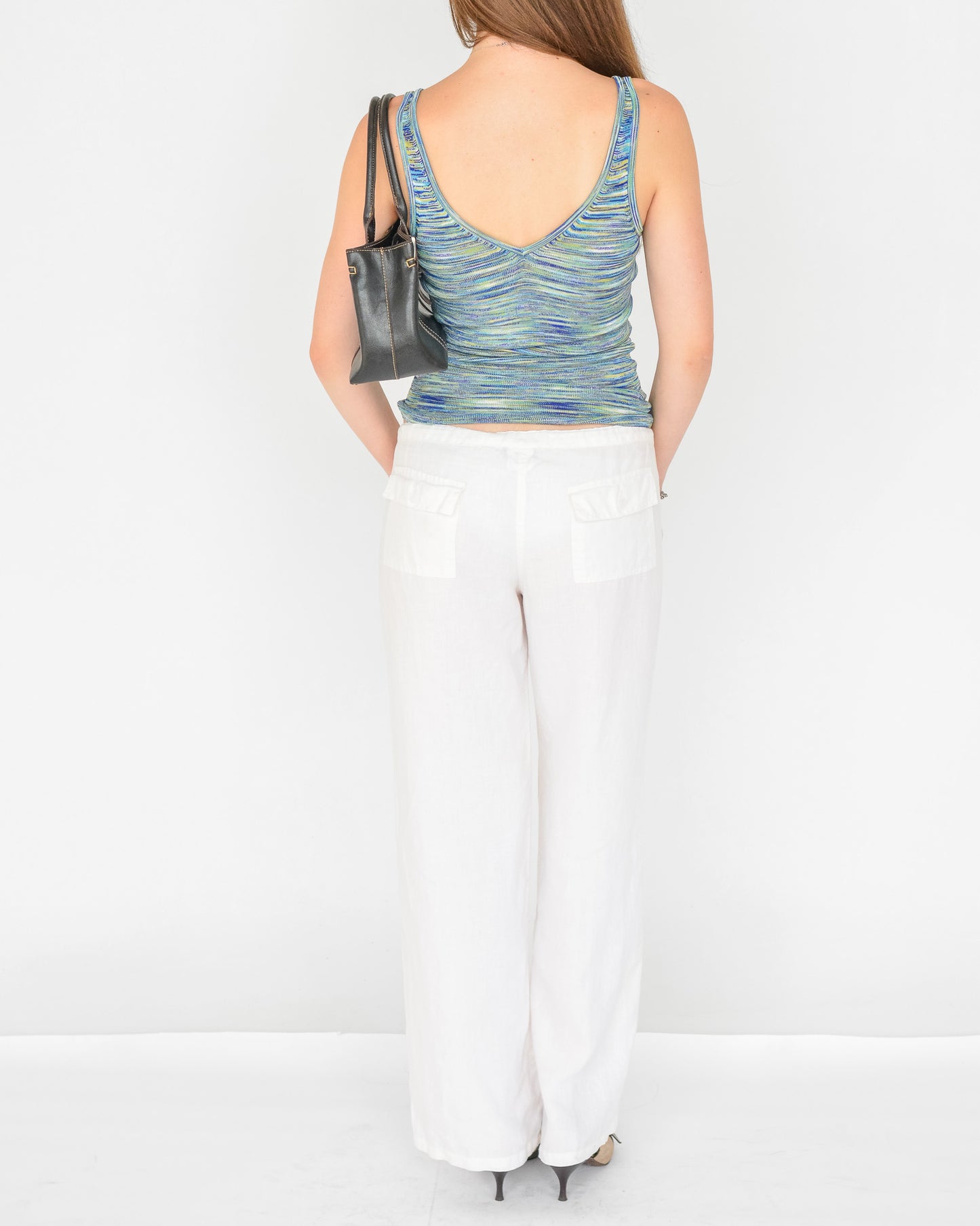 White Low Rise Linen Pants (S)
