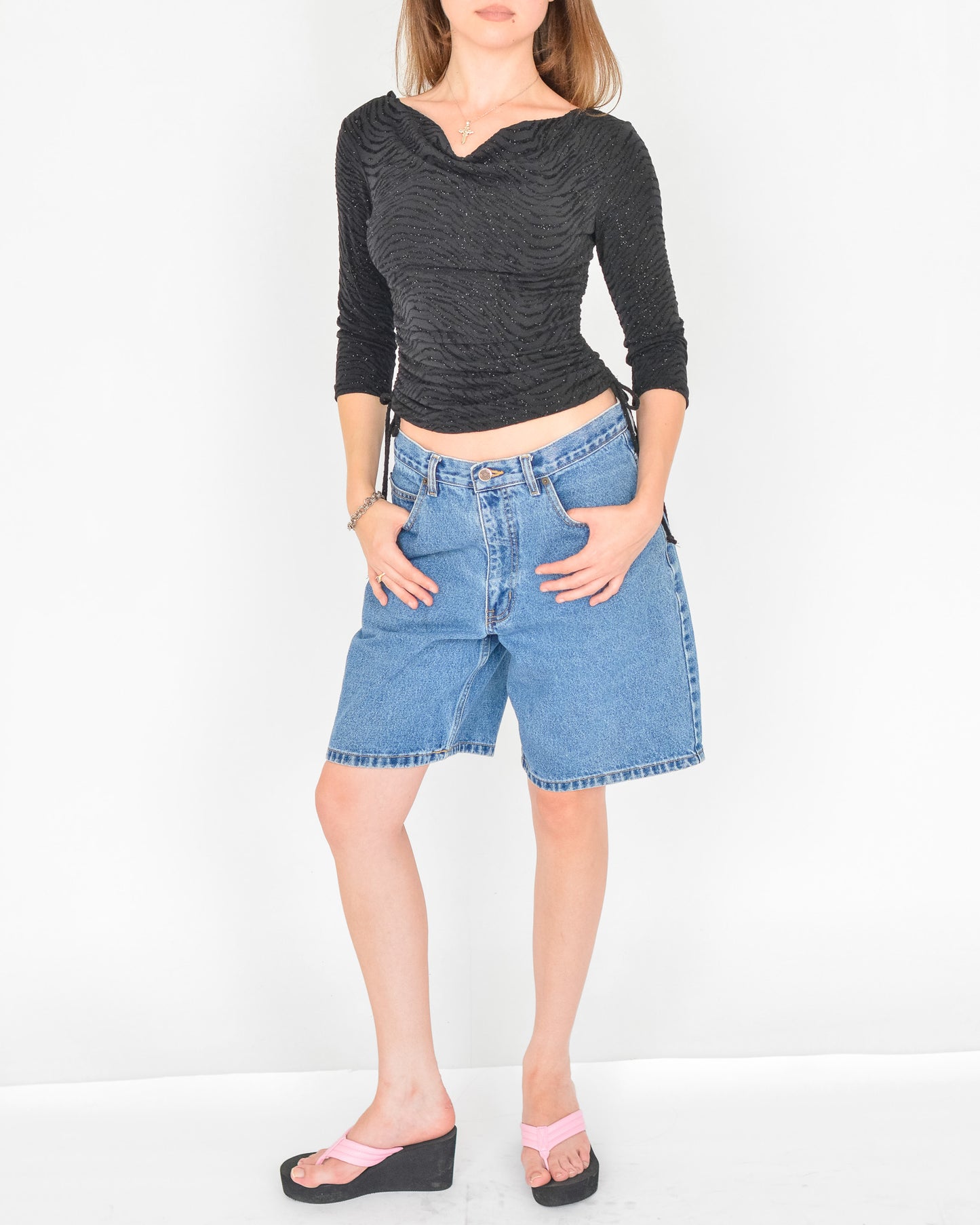 Black Velvet Drawstring Shirt (S)