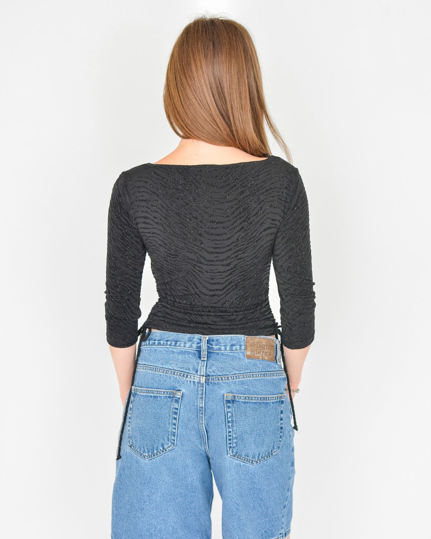 Black Velvet Drawstring Shirt (S)