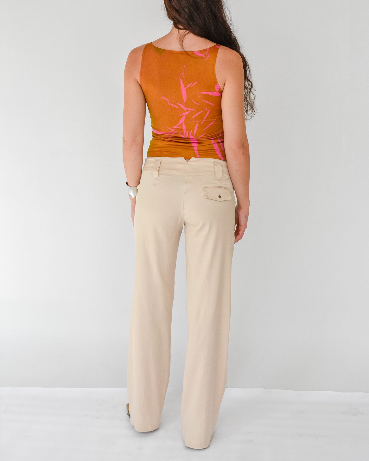 Ecru Satin Cargo Pants (M)
