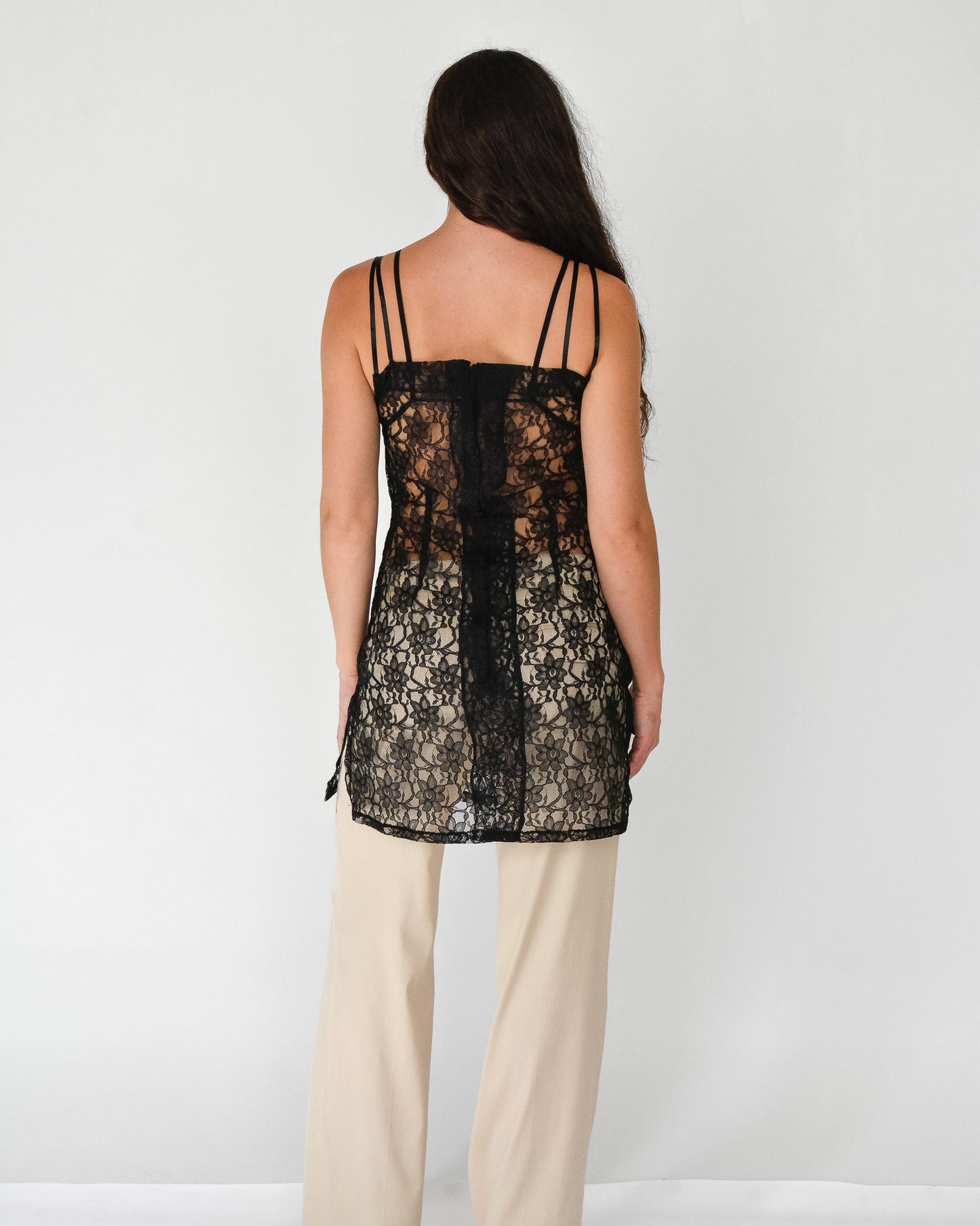 Black Lace Slip Dress (M)