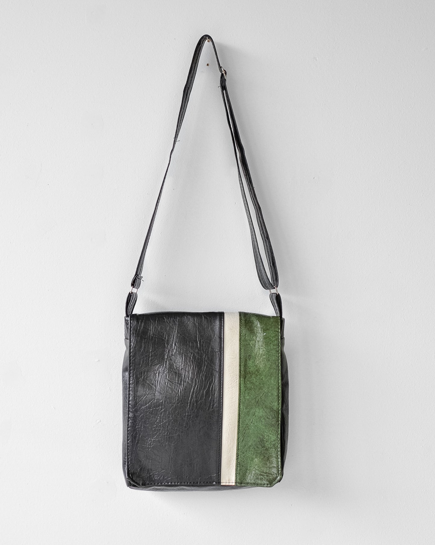 Faux Leather Striped Crossbody Bag