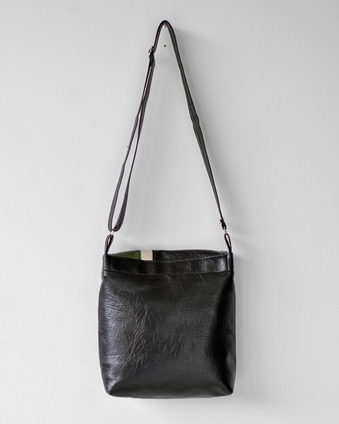 Faux Leather Striped Crossbody Bag