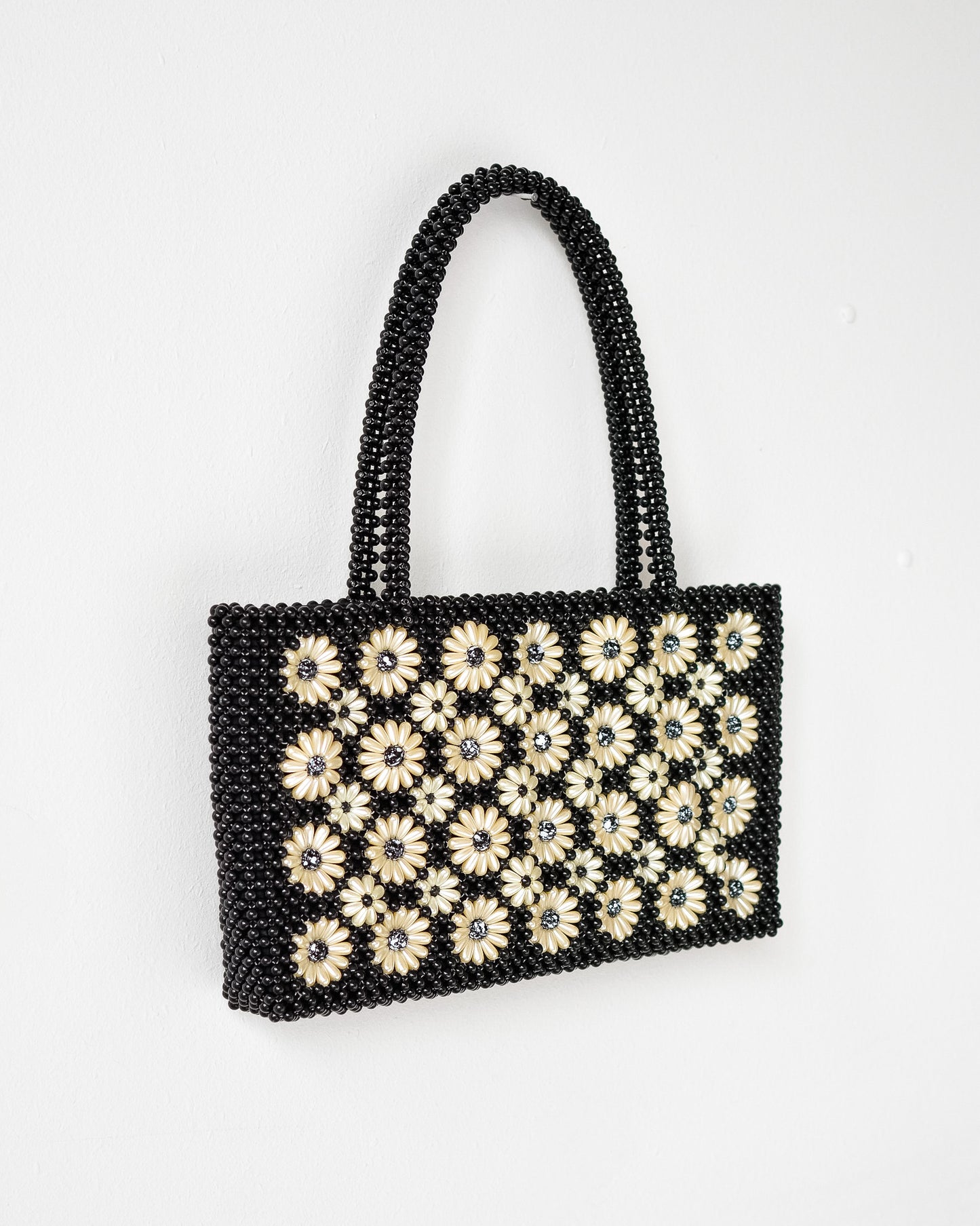 Black Beaded Flower Purse