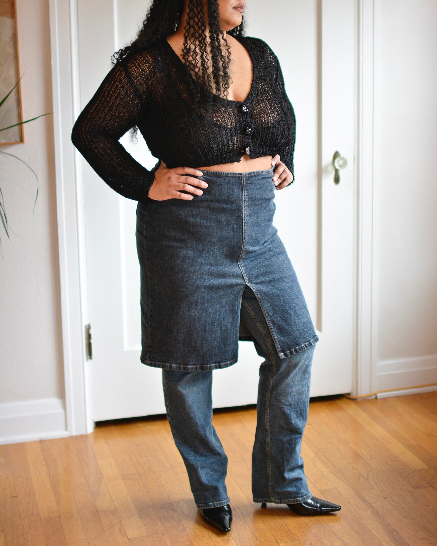 Denim High Rise Skirt (L)