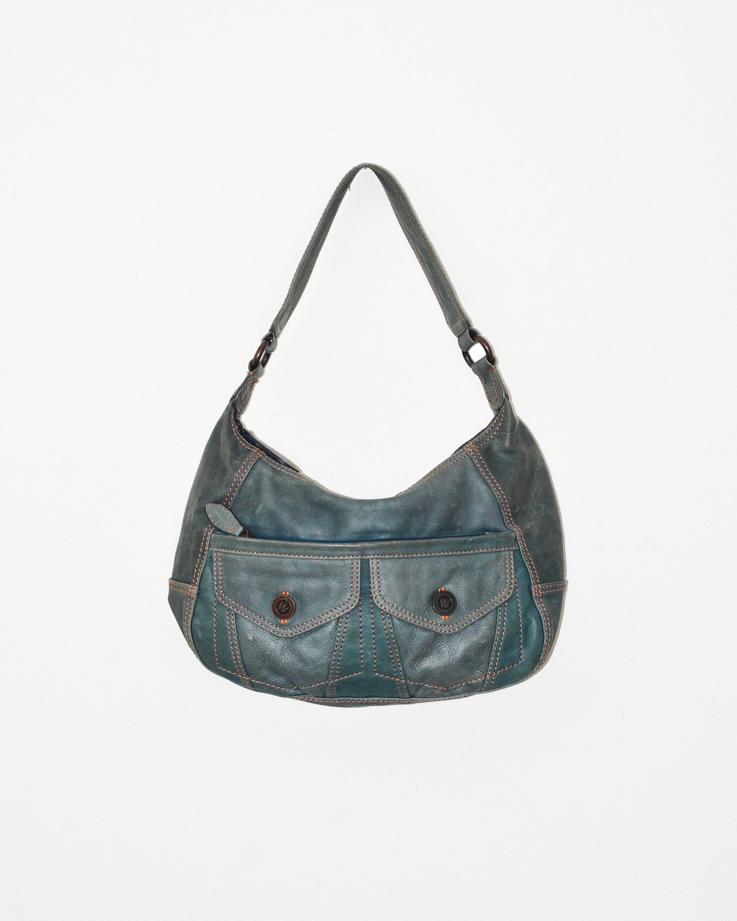 Blue Distressed Leather Purse