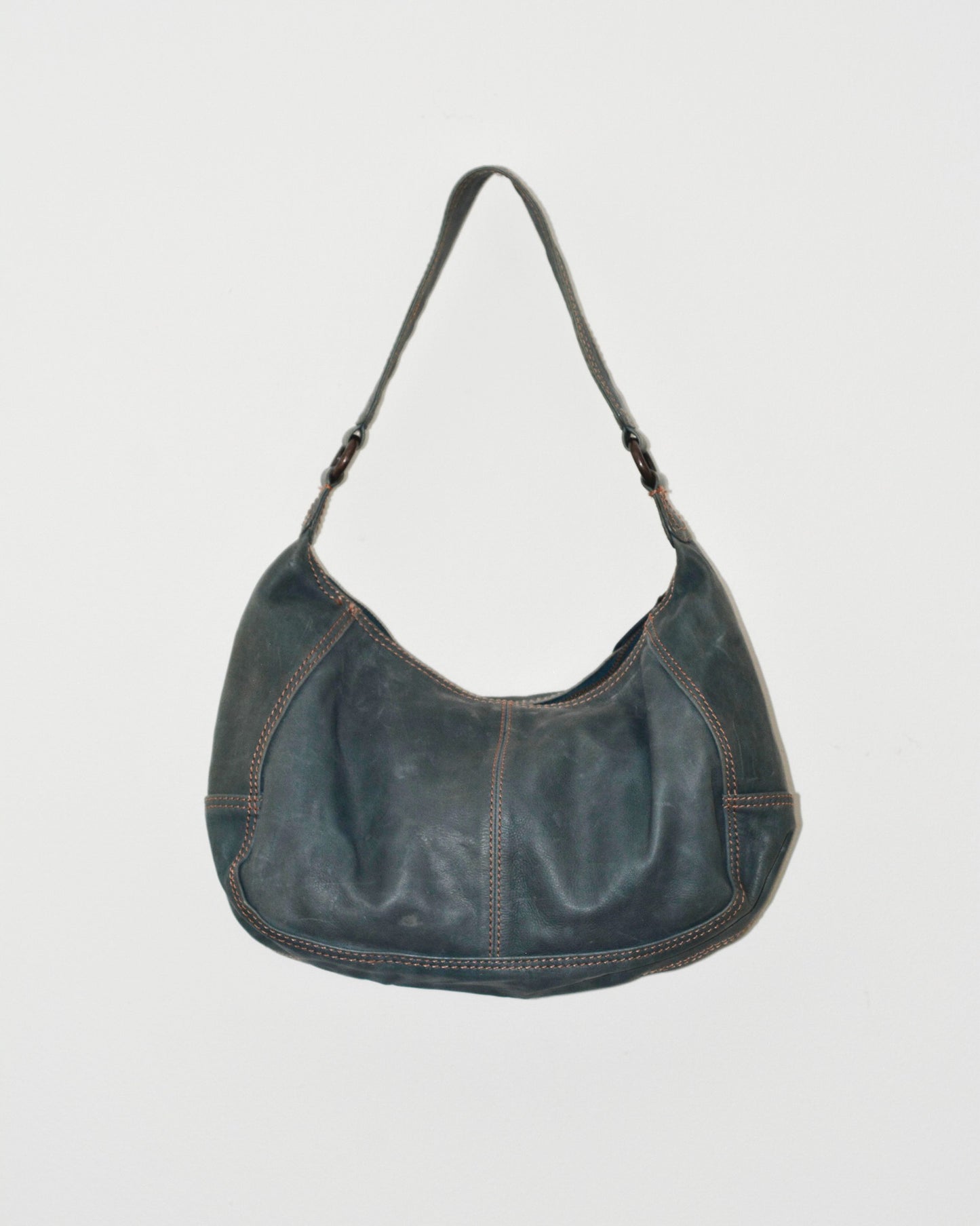Blue Distressed Leather Purse