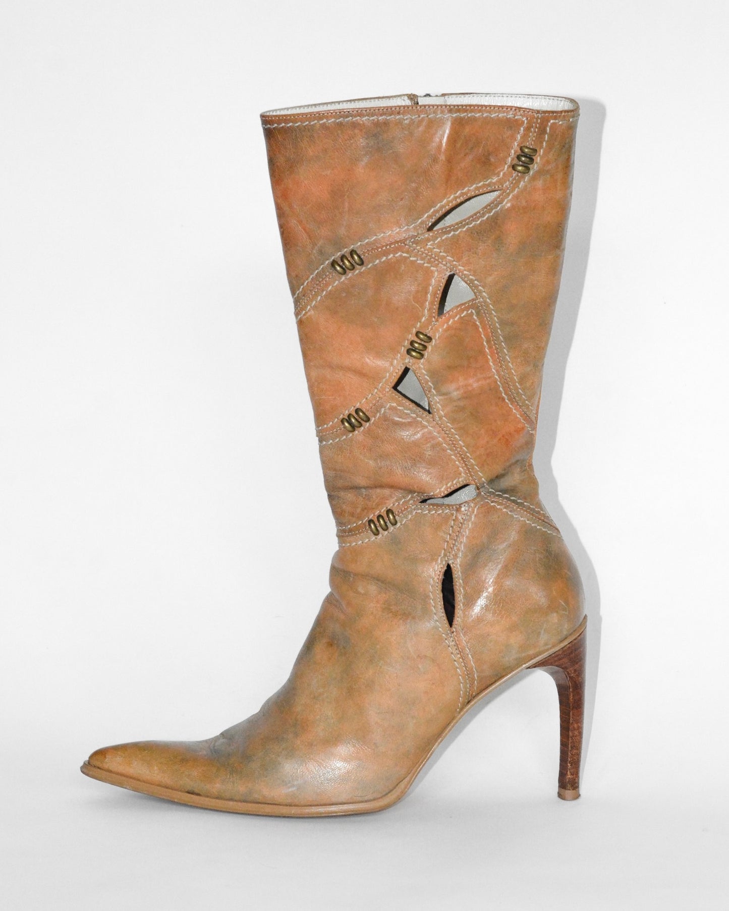 Multicolor Cutout Studded Boots (9.5)