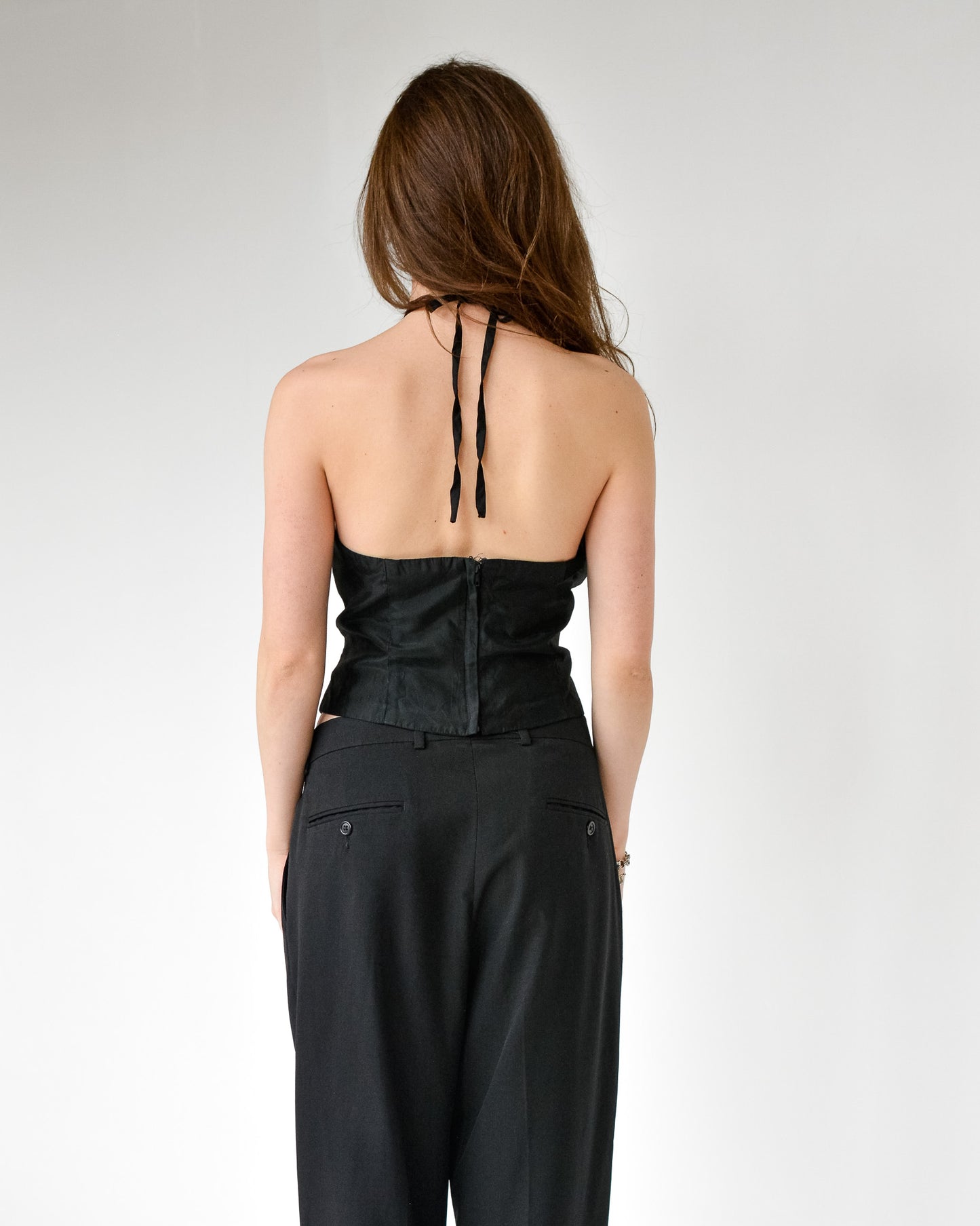 Black Sequin Halter Top (M)