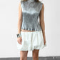 Silver Metallic Pleated Tank (M)